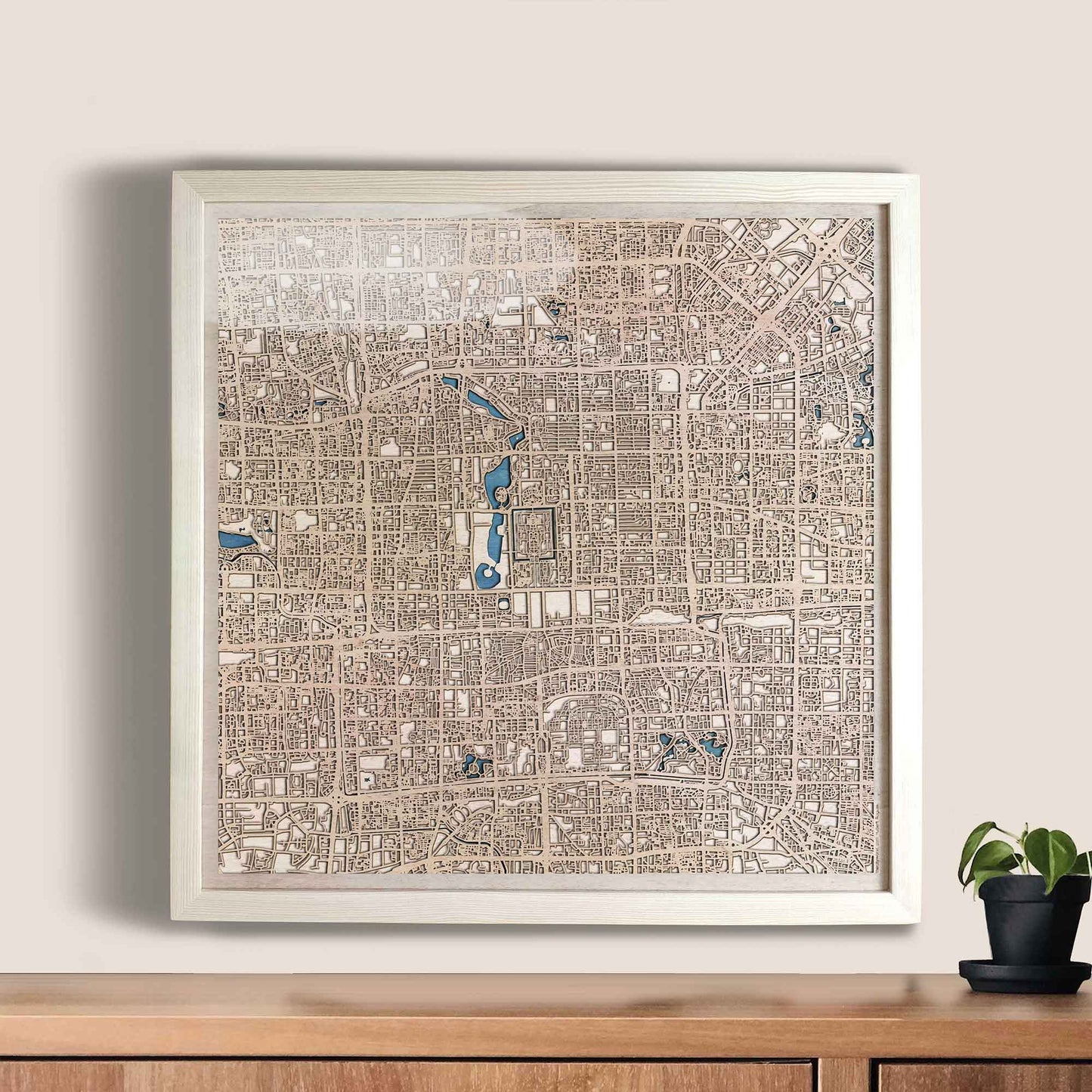 Beijing Wooden Map by CityWood - Custom Wood Map Art - Unique Laser Cut Engraved - Anniversary Gift