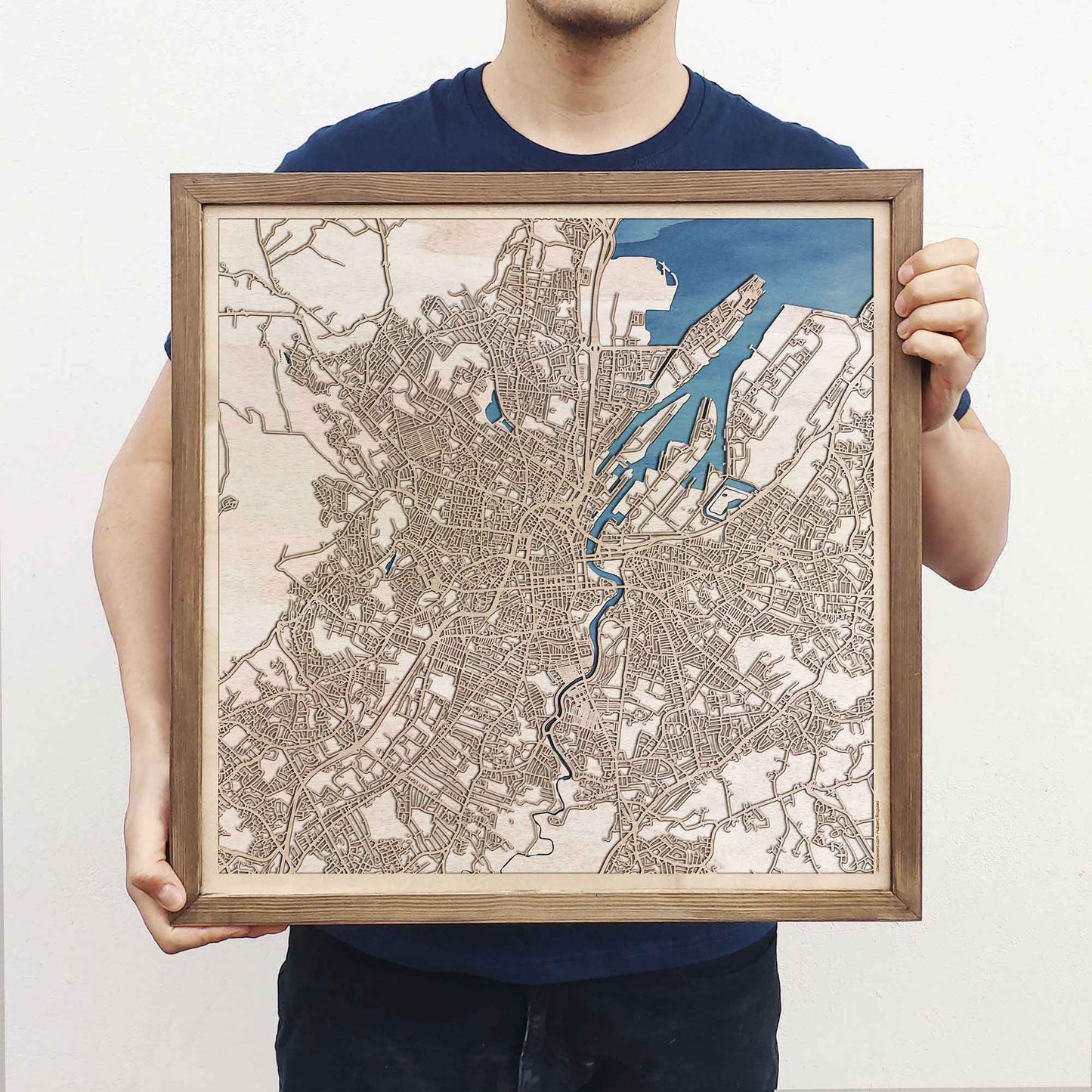 Belfast Wooden Map by CityWood - Custom Wood Map Art - Unique Laser Cut Engraved - Anniversary Gift
