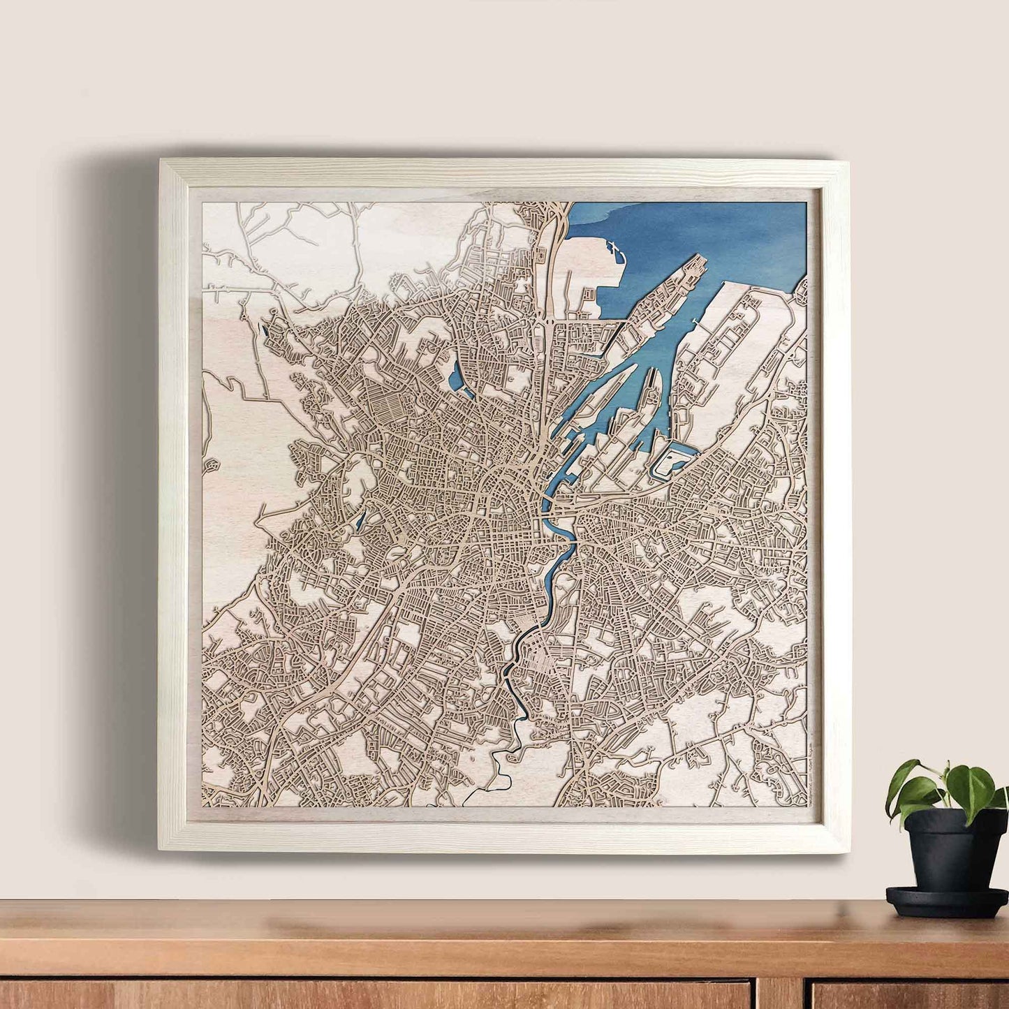 Belfast Wooden Map by CityWood - Custom Wood Map Art - Unique Laser Cut Engraved - Anniversary Gift