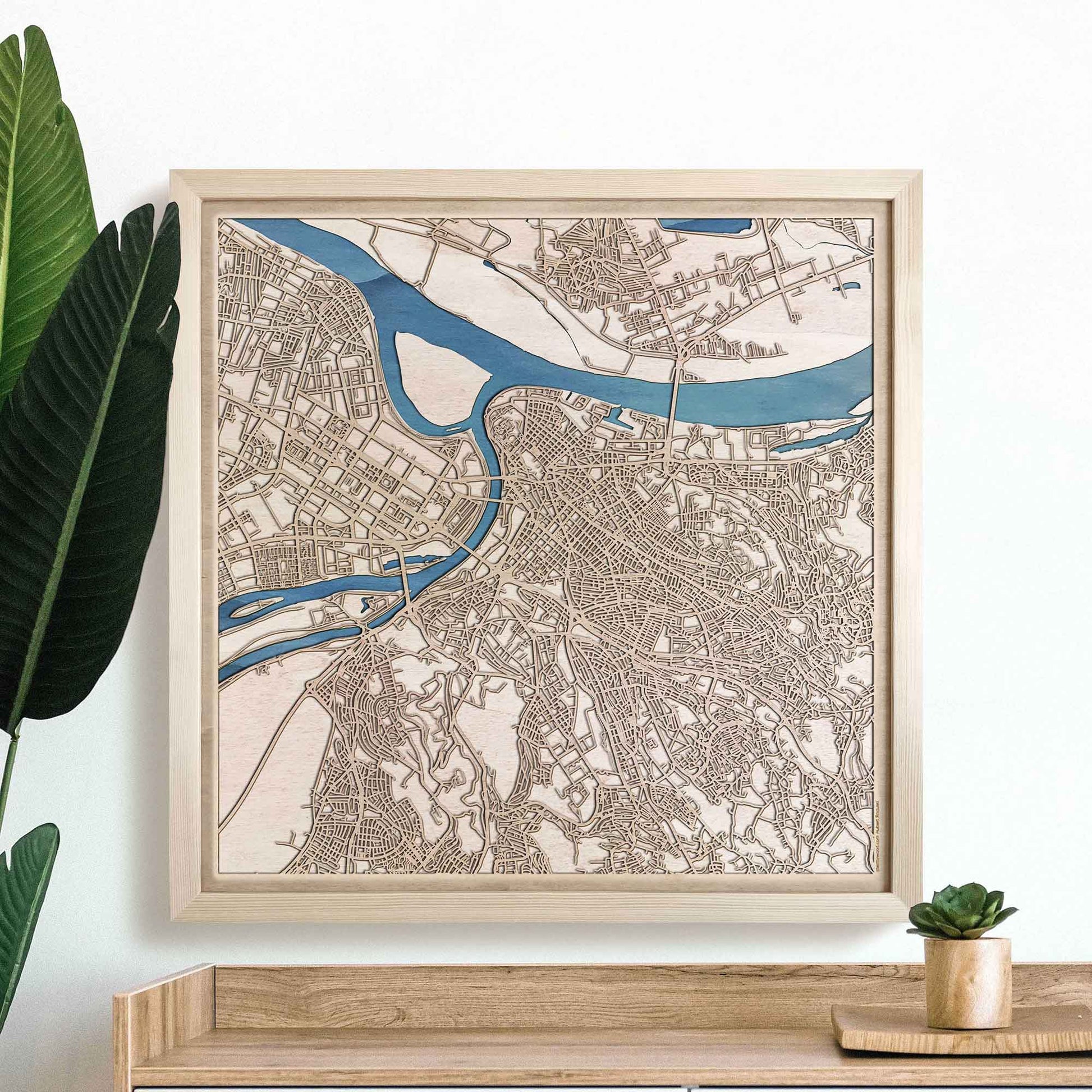 Belgrade Wooden Map by CityWood - Custom Wood Map Art - Unique Laser Cut Engraved - Anniversary Gift