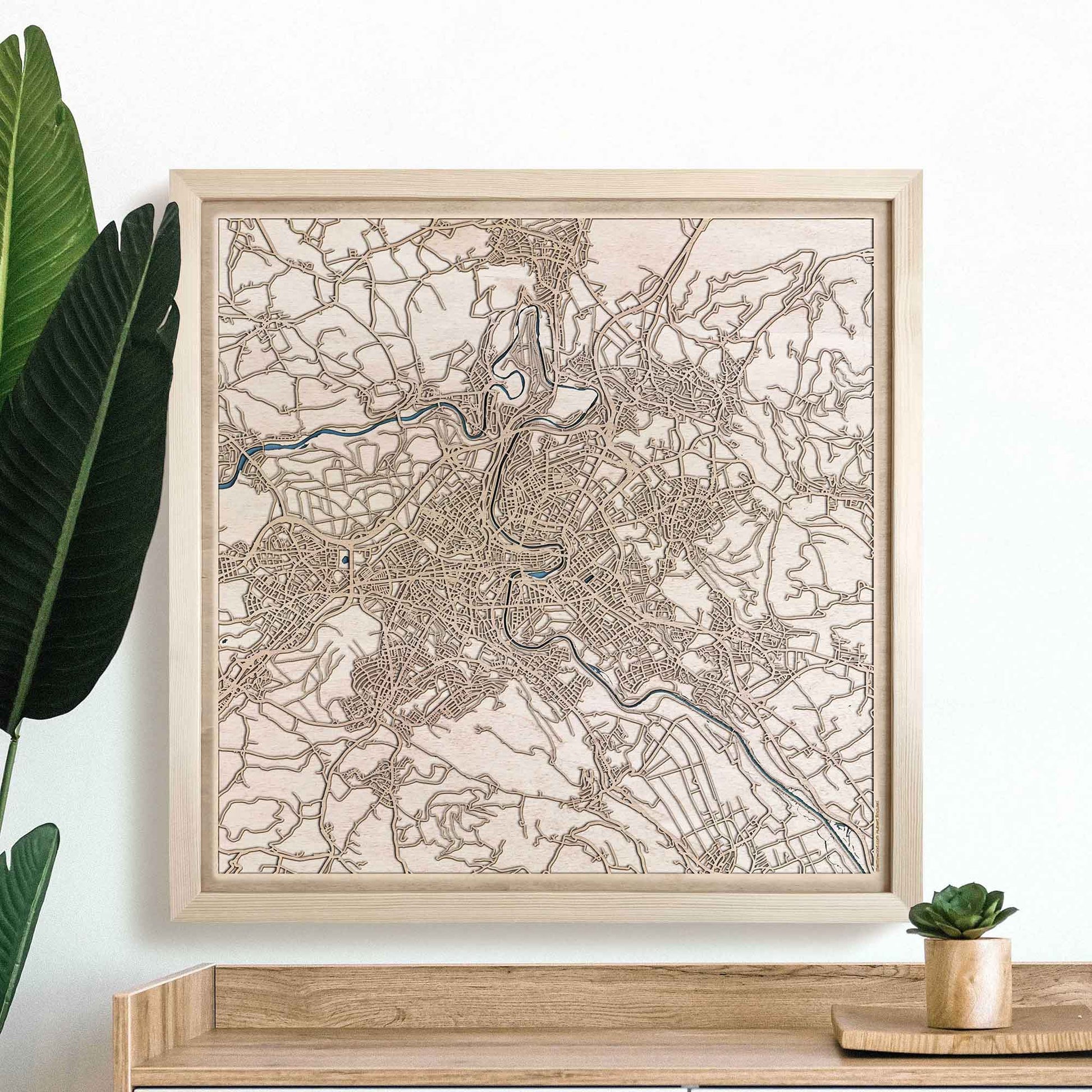 Bern Wooden Map by CityWood - Custom Wood Map Art - Unique Laser Cut Engraved - Anniversary Gift