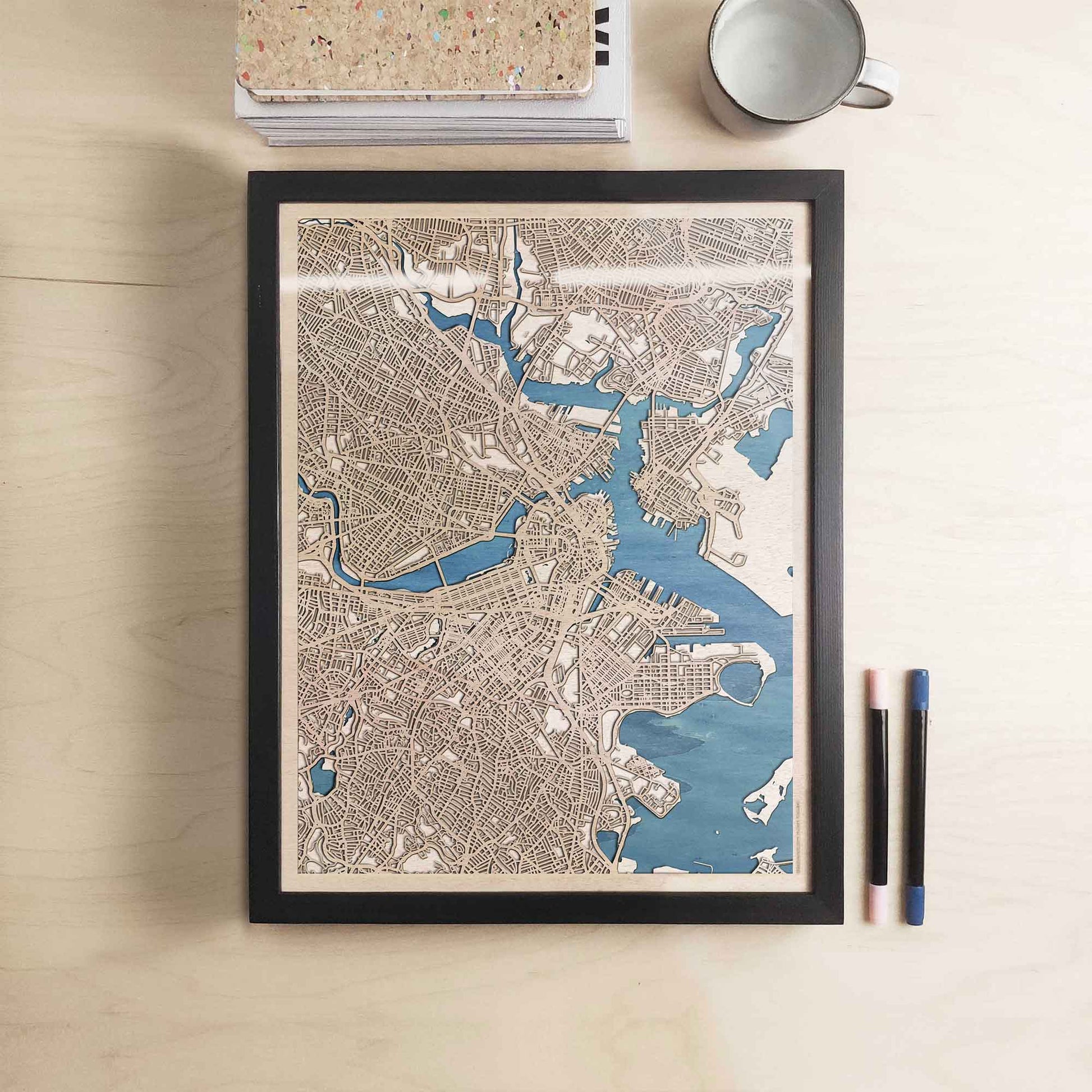 Boston Wooden Map by CityWood - Custom Wood Map Art - Unique Laser Cut Engraved - Anniversary Gift
