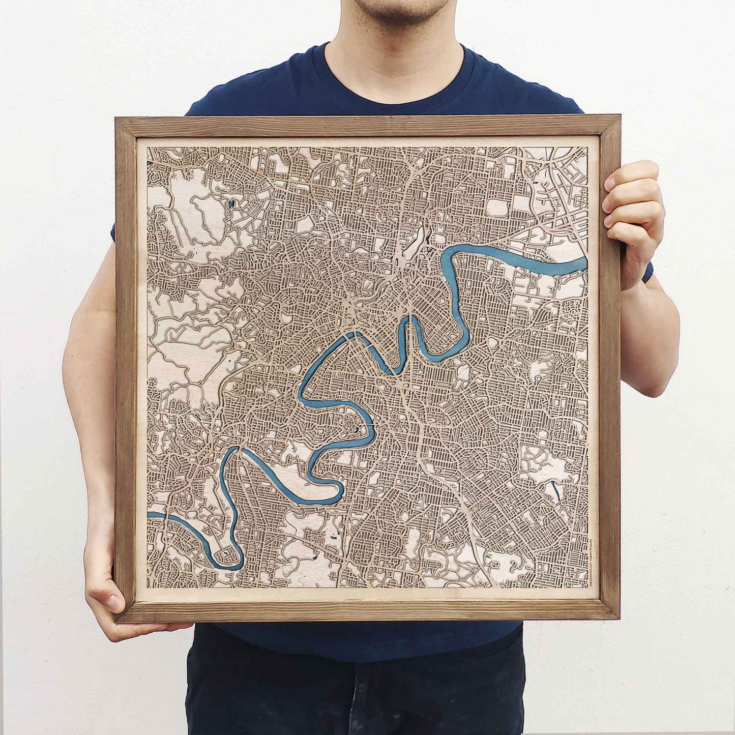 Brisbane Wooden Map by CityWood - Custom Wood Map Art - Unique Laser Cut Engraved - Anniversary Gift