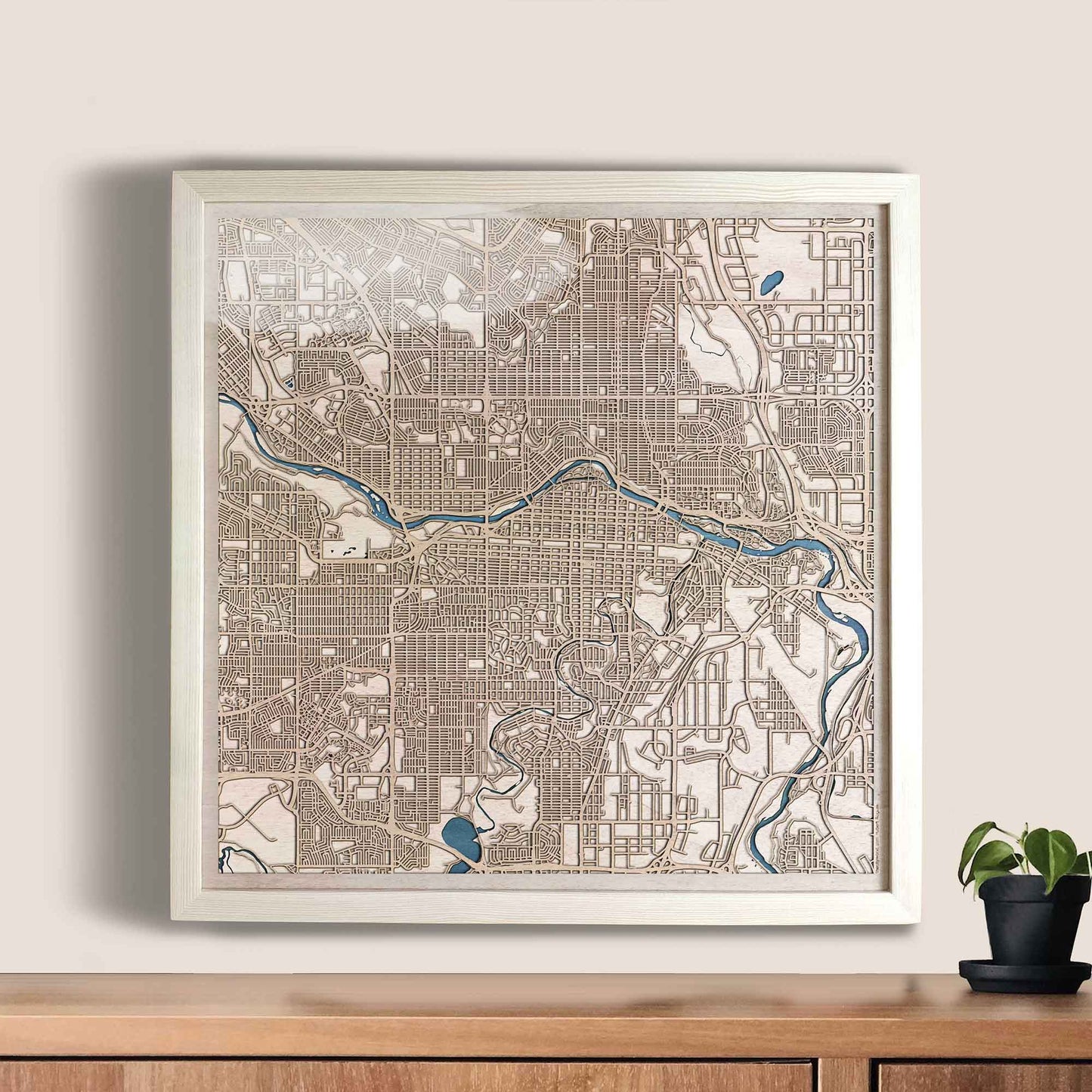 Calgary Wooden Map by CityWood - Custom Wood Map Art - Unique Laser Cut Engraved - Anniversary Gift