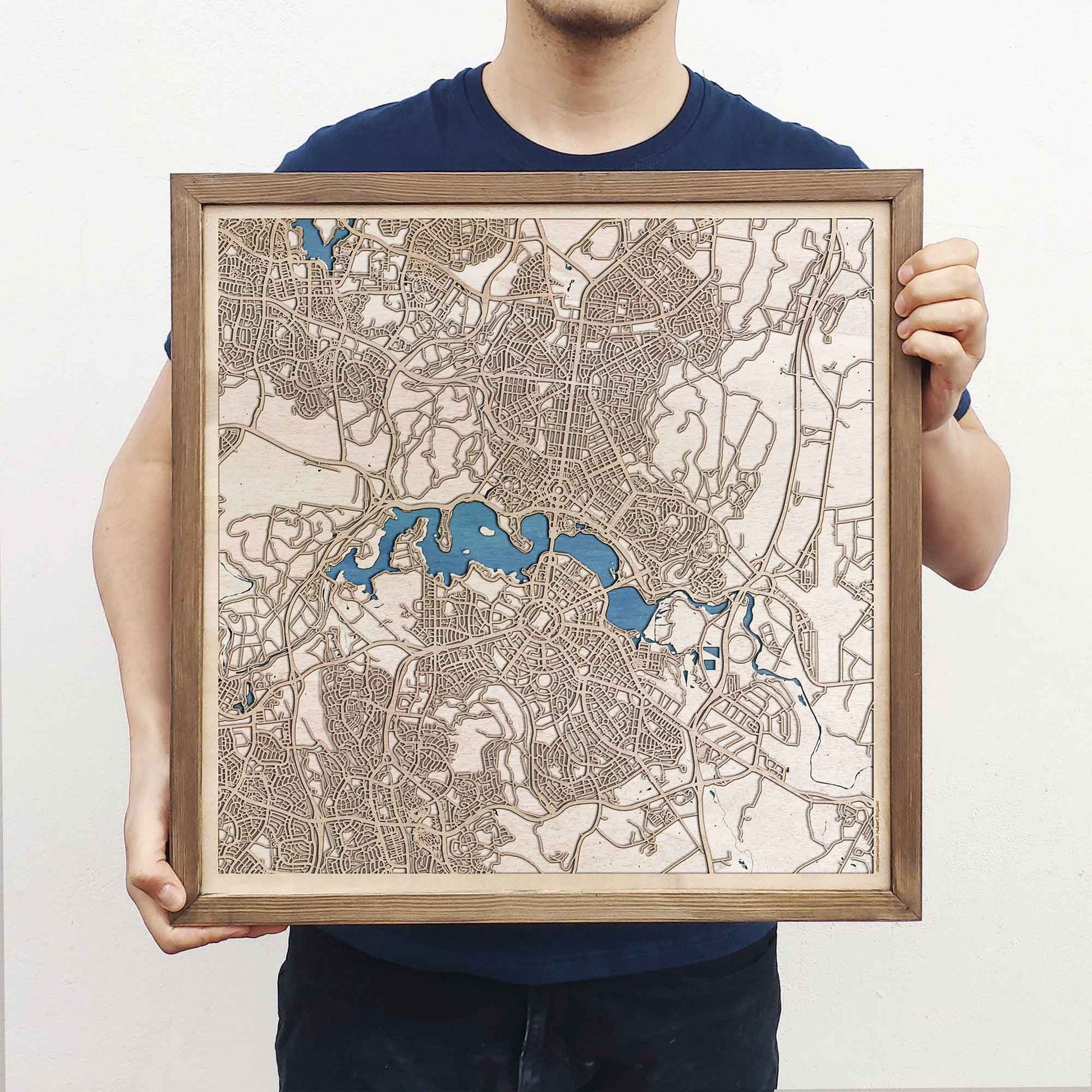 Canberra Wooden Map by CityWood - Custom Wood Map Art - Unique Laser Cut Engraved - Anniversary Gift