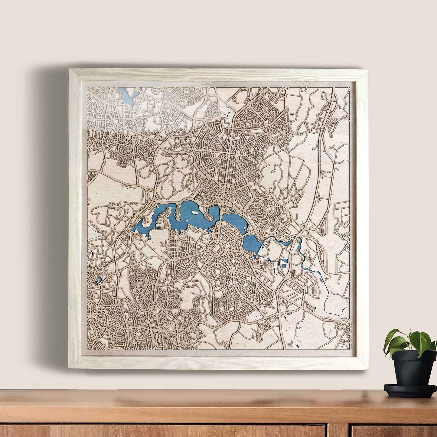 Canberra Wooden Map by CityWood - Custom Wood Map Art - Unique Laser Cut Engraved - Anniversary Gift