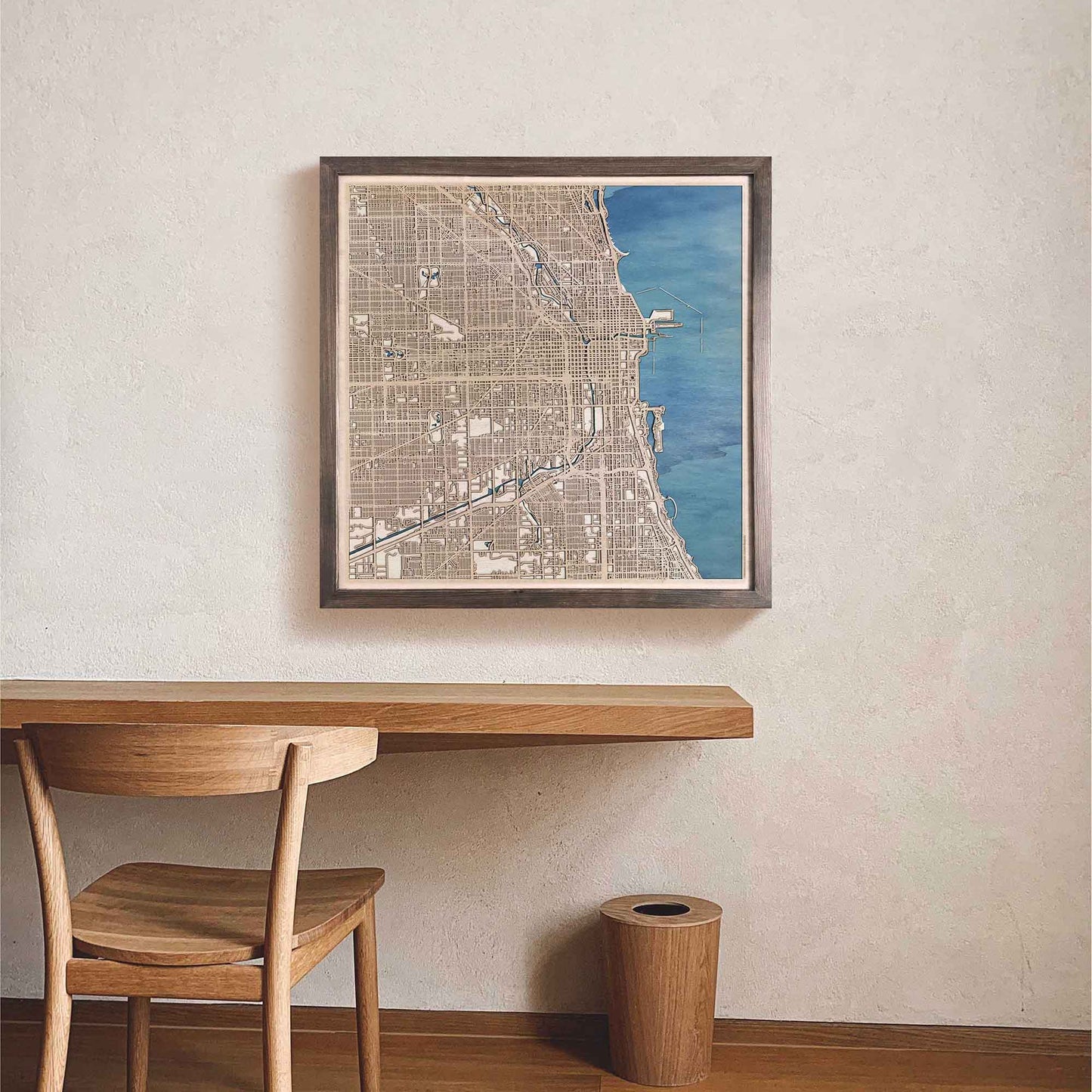 Chicago Wooden Map by CityWood - Custom Wood Map Art - Unique Laser Cut Engraved - Anniversary Gift
