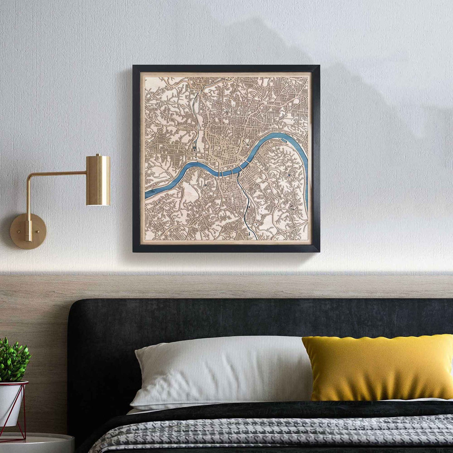 Cincinnati Wooden Map by CityWood - Custom Wood Map Art - Unique Laser Cut Engraved - Anniversary Gift