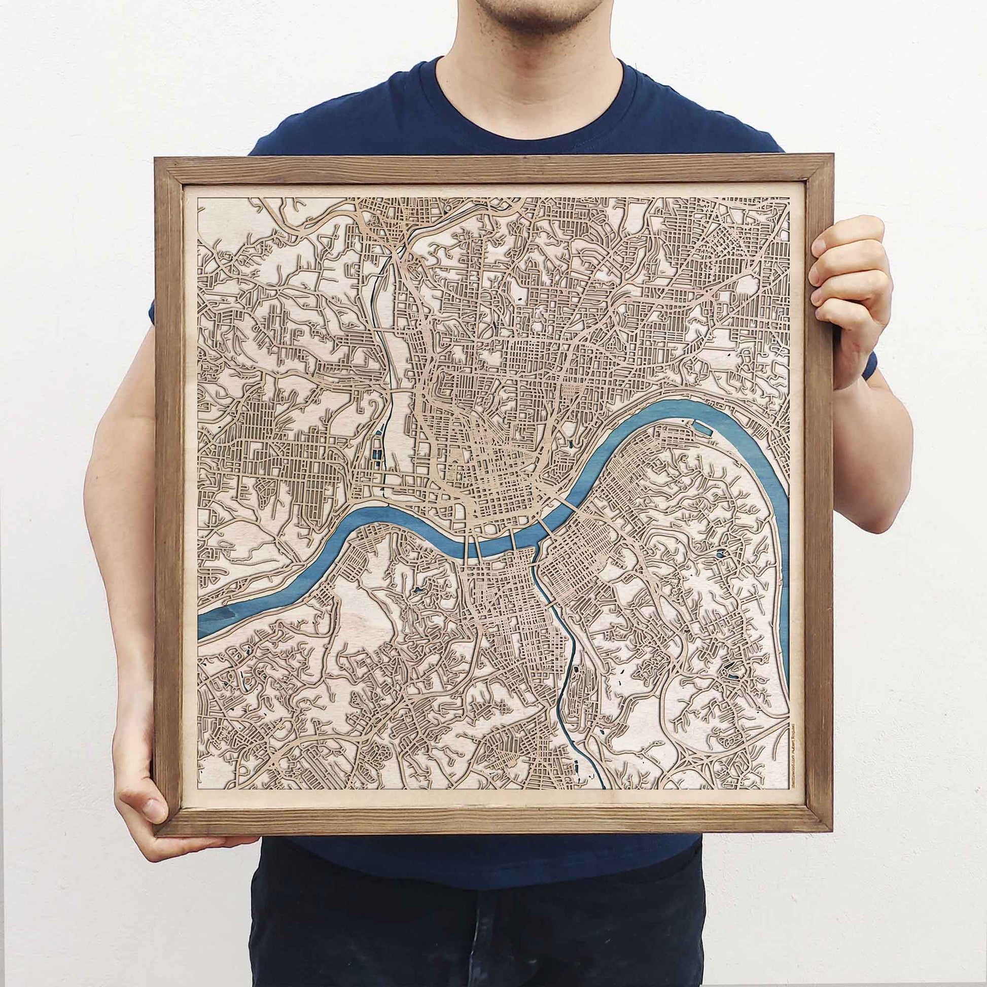 Cincinnati Wooden Map by CityWood - Custom Wood Map Art - Unique Laser Cut Engraved - Anniversary Gift