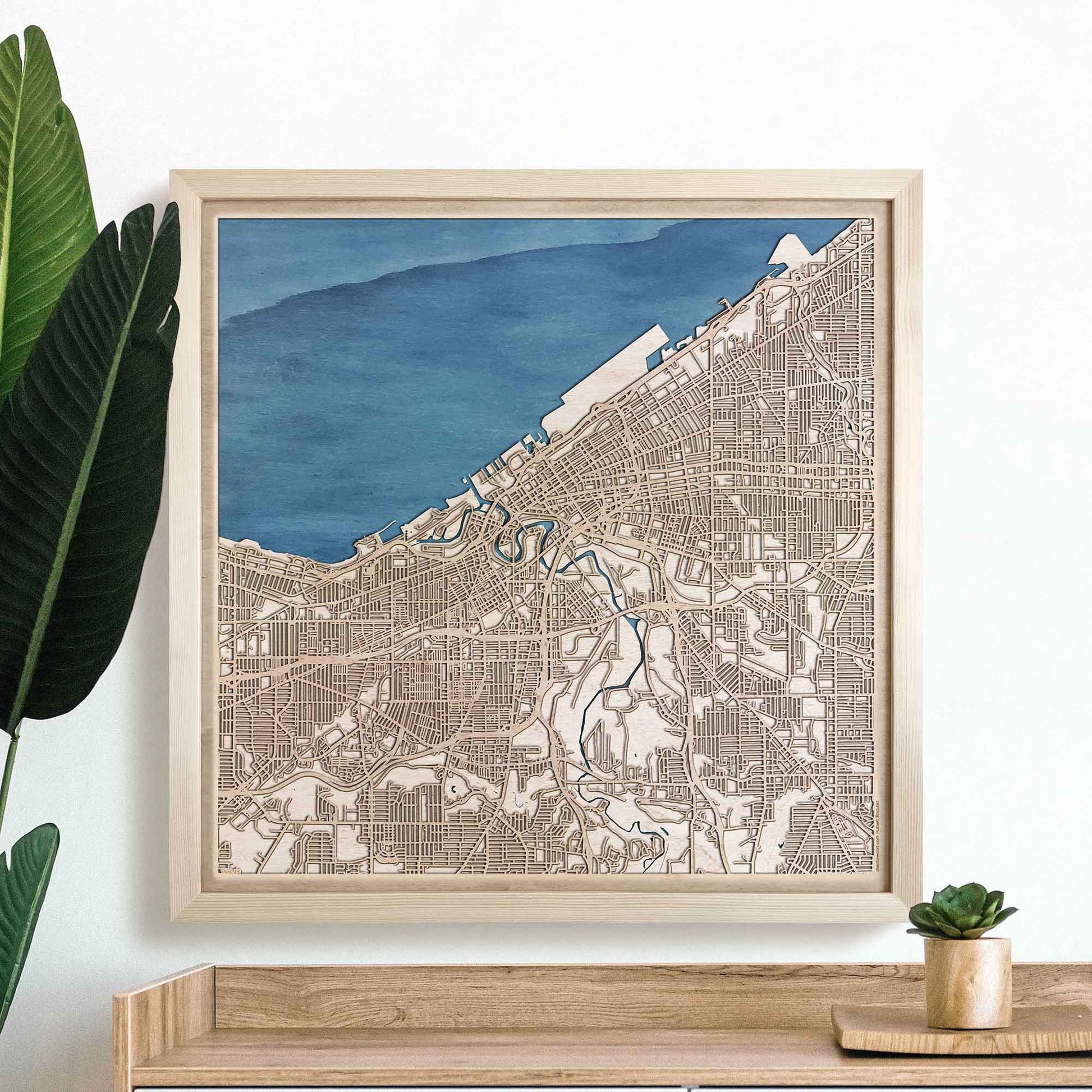 Cleveland Wooden Map by CityWood - Custom Wood Map Art - Unique Laser Cut Engraved - Anniversary Gift