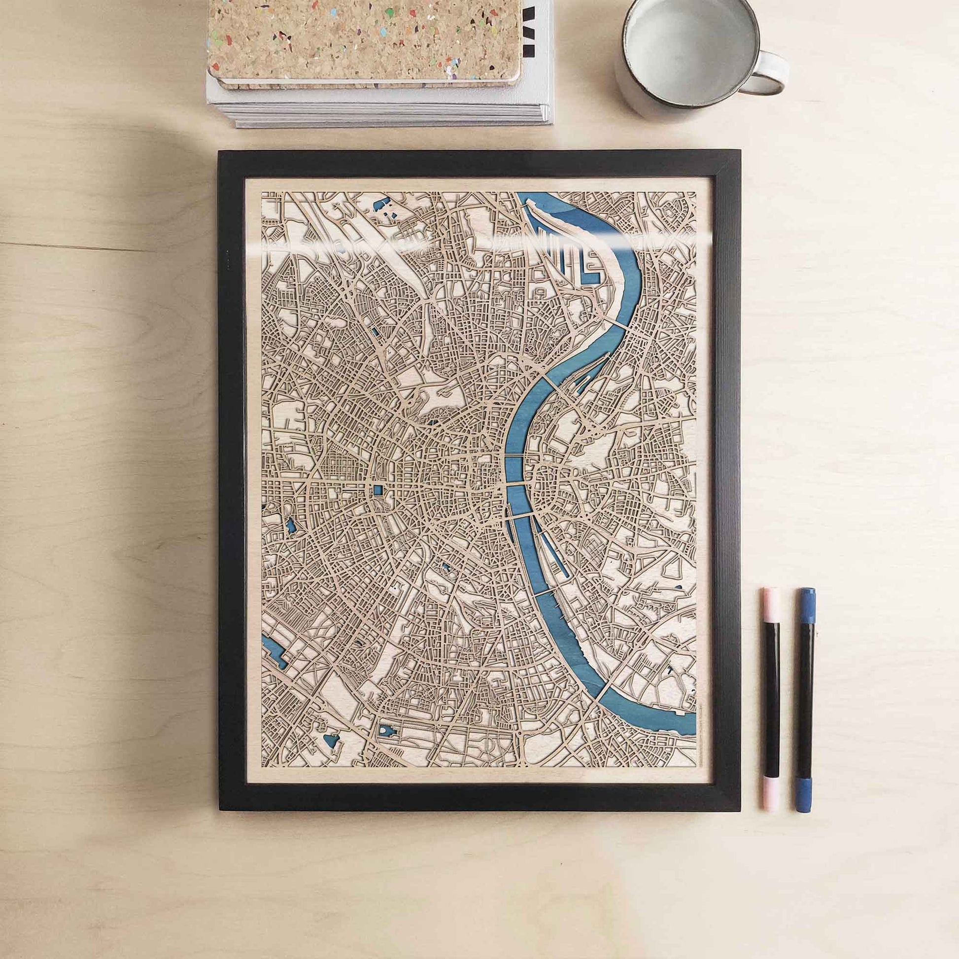 Cologne Wooden Map by CityWood - Custom Wood Map Art - Unique Laser Cut Engraved - Anniversary Gift