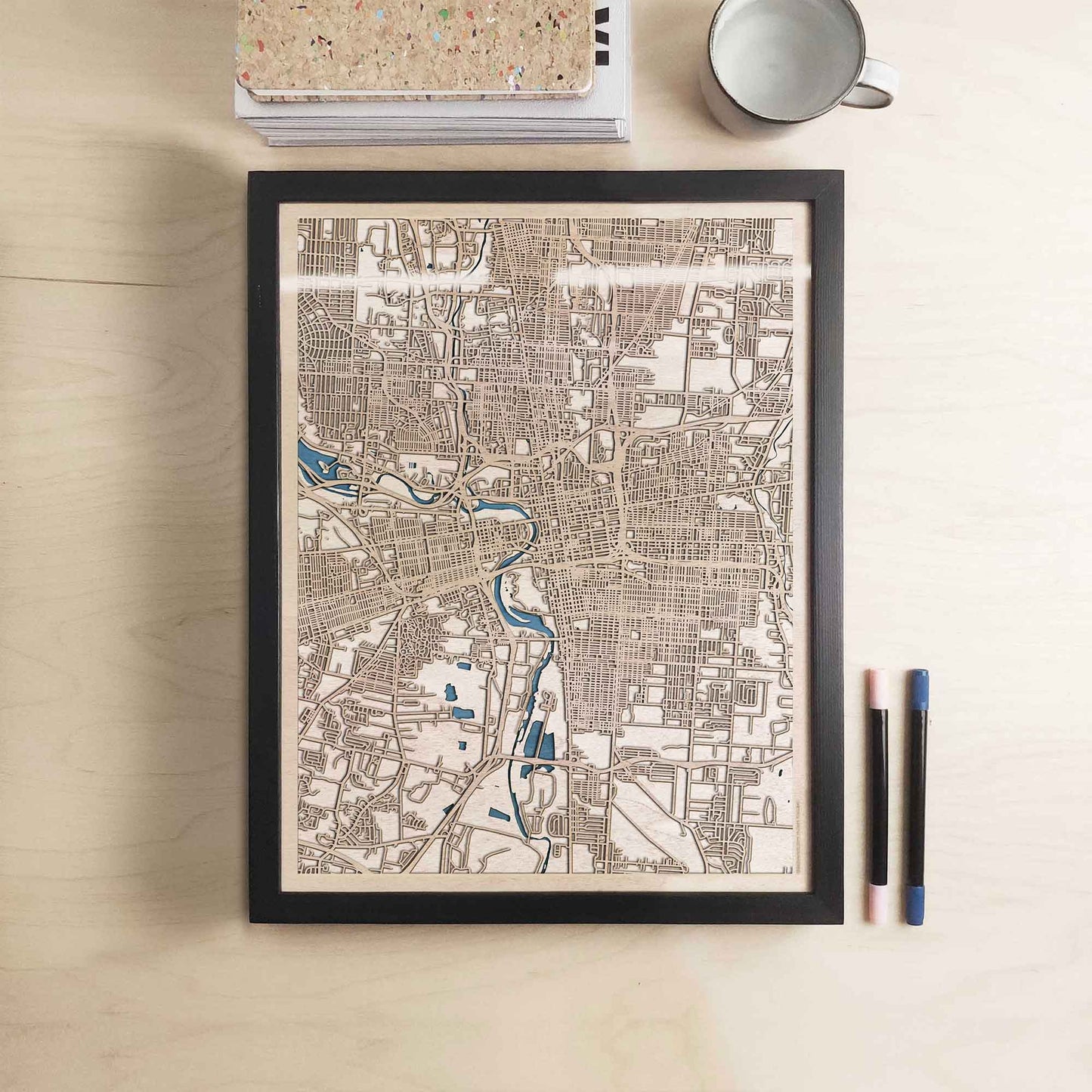 Columbus Wooden Map by CityWood - Custom Wood Map Art - Unique Laser Cut Engraved - Anniversary Gift