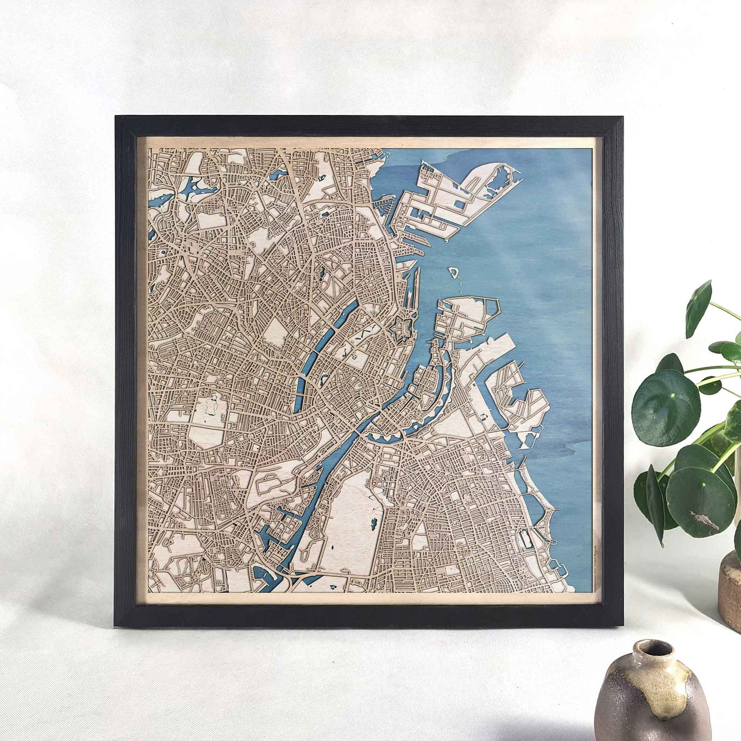 Copenhagen Wooden Map by CityWood - Custom Wood Map Art - Unique Laser Cut Engraved - Anniversary Gift