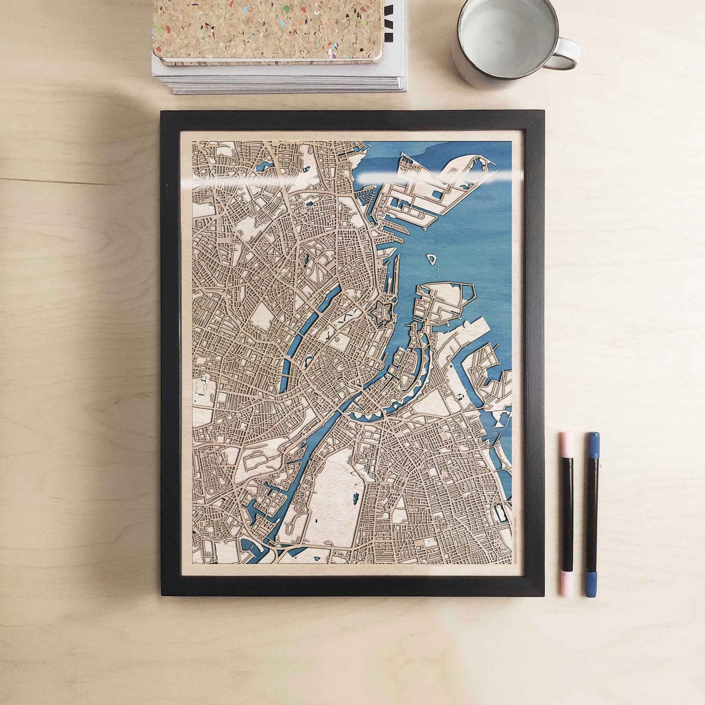 Copenhagen Wooden Map by CityWood - Custom Wood Map Art - Unique Laser Cut Engraved - Anniversary Gift