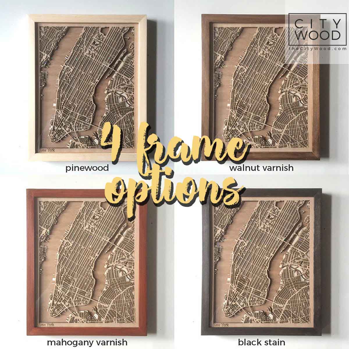 Custom City Wooden Map by CityWood - Custom Wood Map Art - Unique Laser Cut Engraved - Anniversary Gift