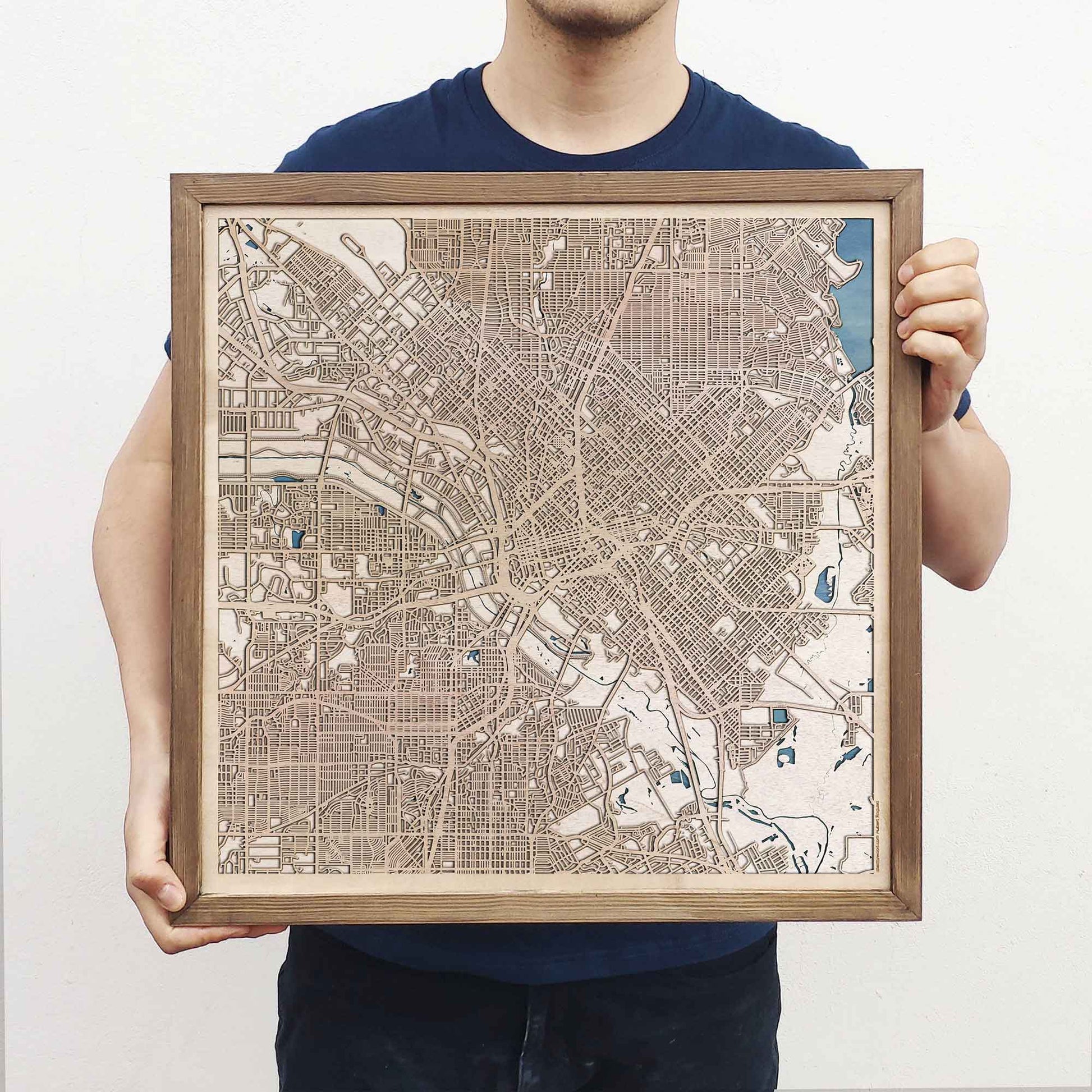 Dallas Wooden Map by CityWood - Custom Wood Map Art - Unique Laser Cut Engraved - Anniversary Gift