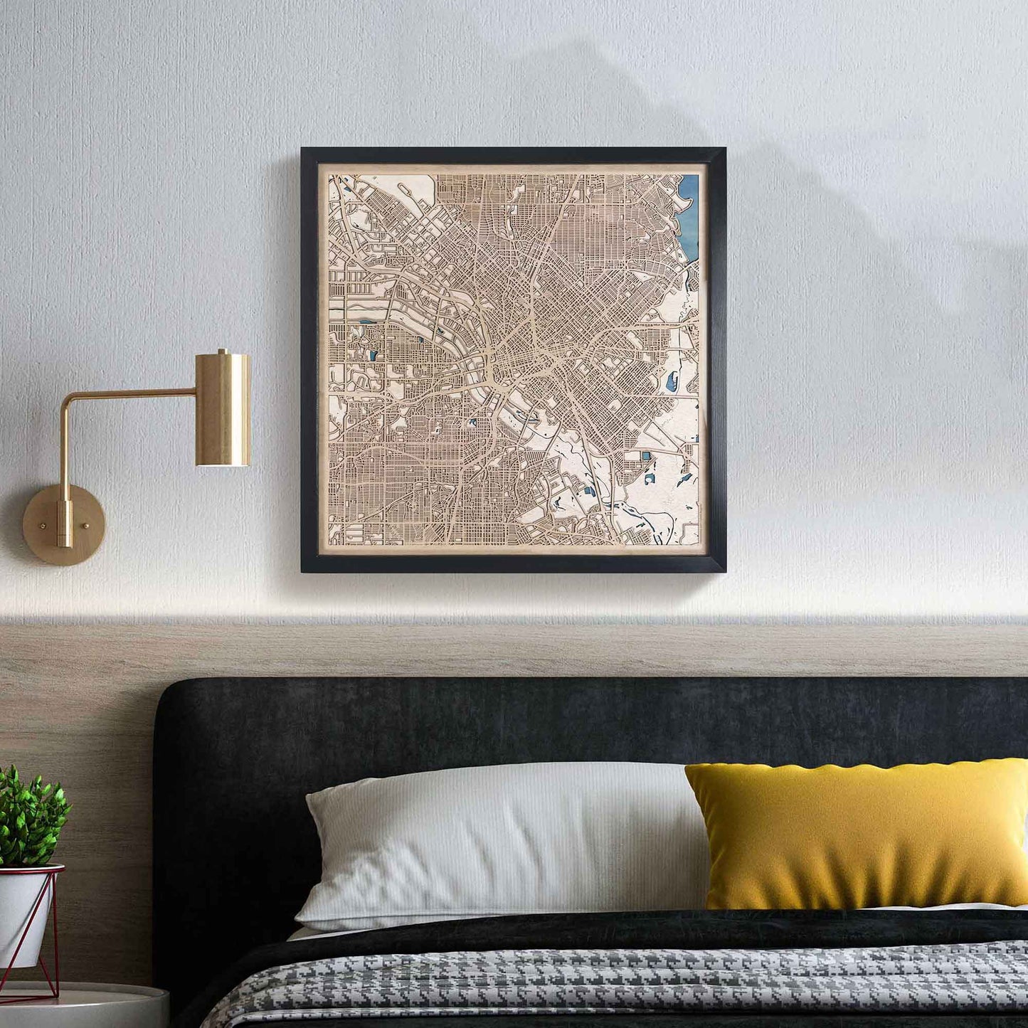 Dallas Wooden Map by CityWood - Custom Wood Map Art - Unique Laser Cut Engraved - Anniversary Gift