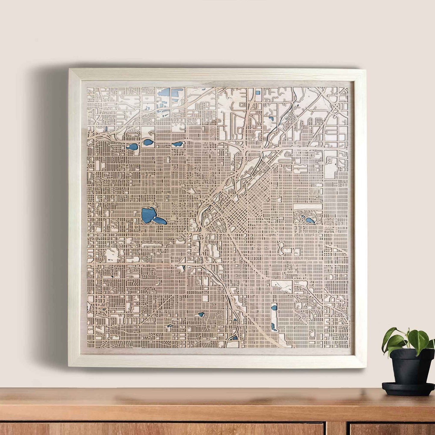 Denver Wooden Map by CityWood - Custom Wood Map Art - Unique Laser Cut Engraved - Anniversary Gift