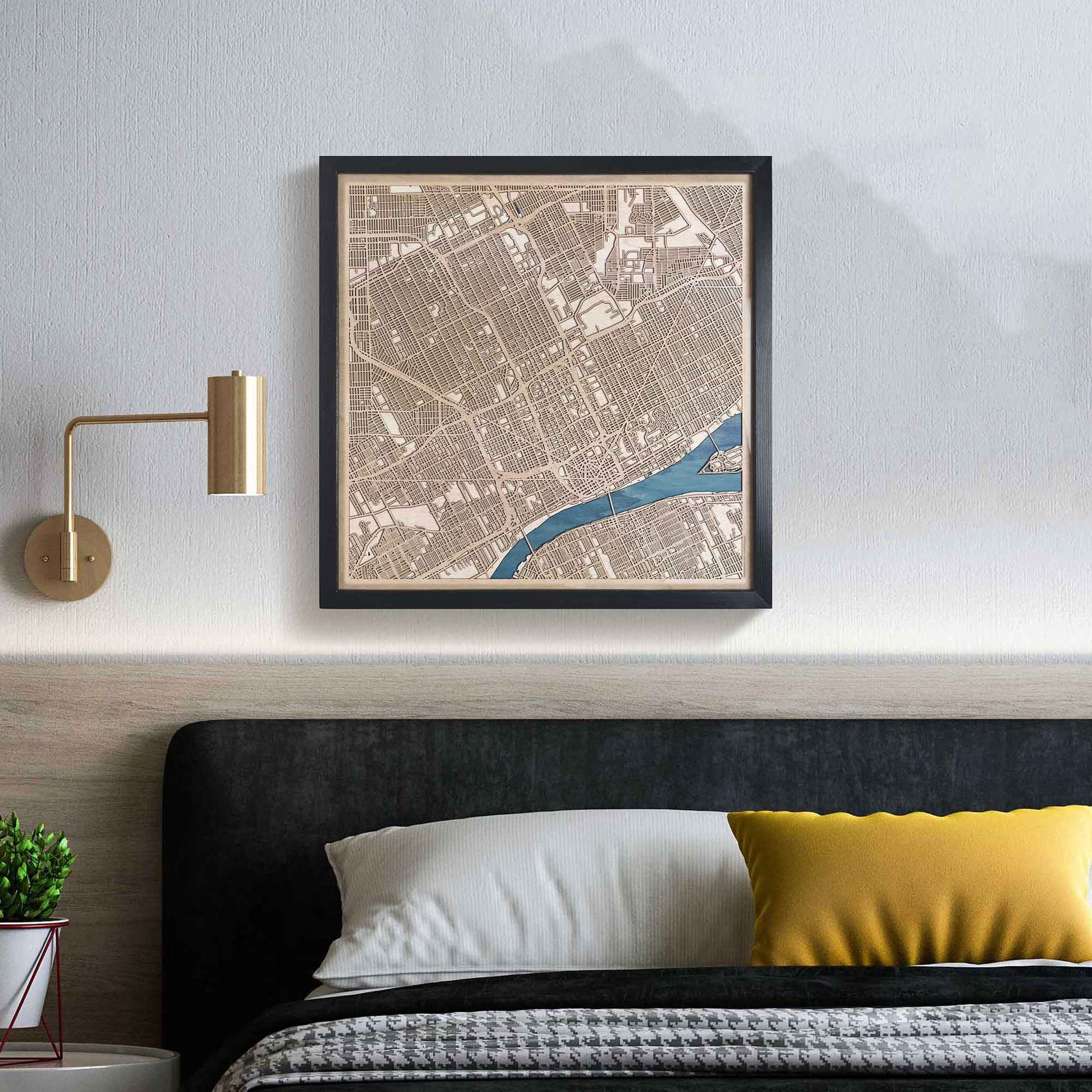 Detroit Wooden Map by CityWood - Custom Wood Map Art - Unique Laser Cut Engraved - Anniversary Gift