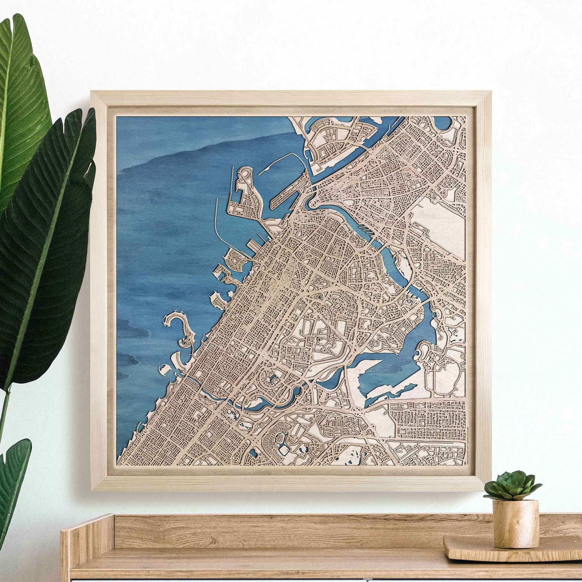 Dubai Wooden Map by CityWood - Custom Wood Map Art - Unique Laser Cut Engraved - Anniversary Gift