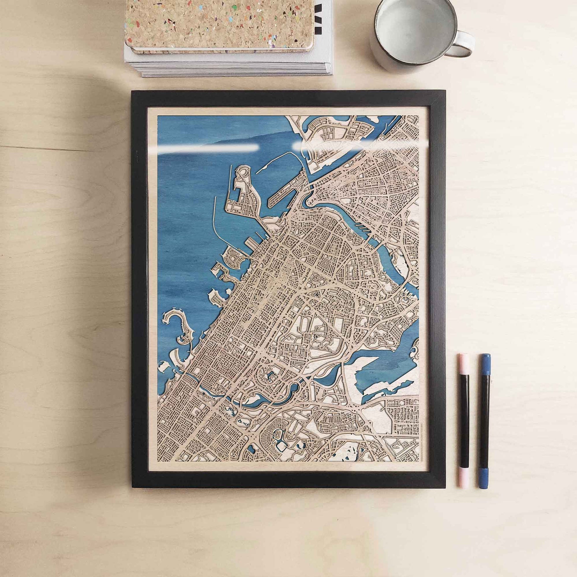 Dubai Wooden Map by CityWood - Custom Wood Map Art - Unique Laser Cut Engraved - Anniversary Gift