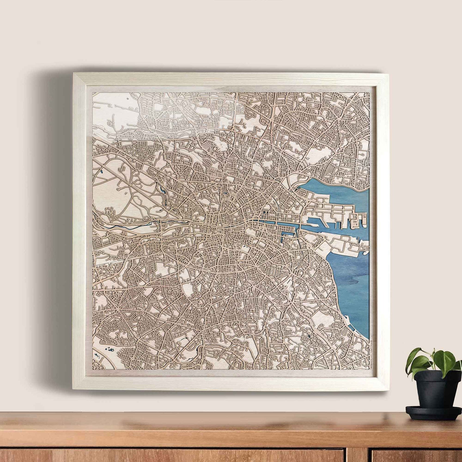 Dublin Wooden Map by CityWood - Custom Wood Map Art - Unique Laser Cut Engraved - Anniversary Gift