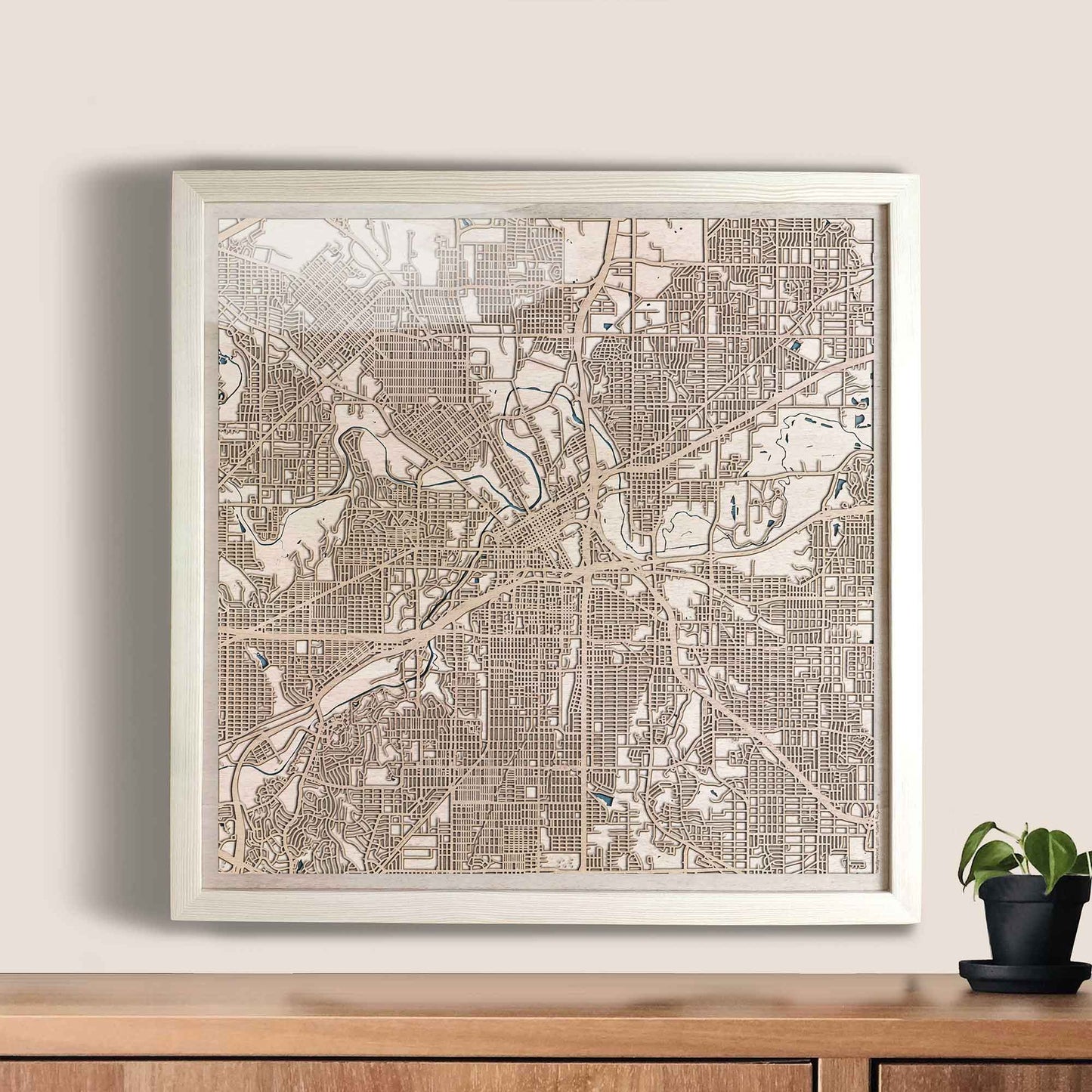 Fort Worth Wooden Map by CityWood - Custom Wood Map Art - Unique Laser Cut Engraved - Anniversary Gift