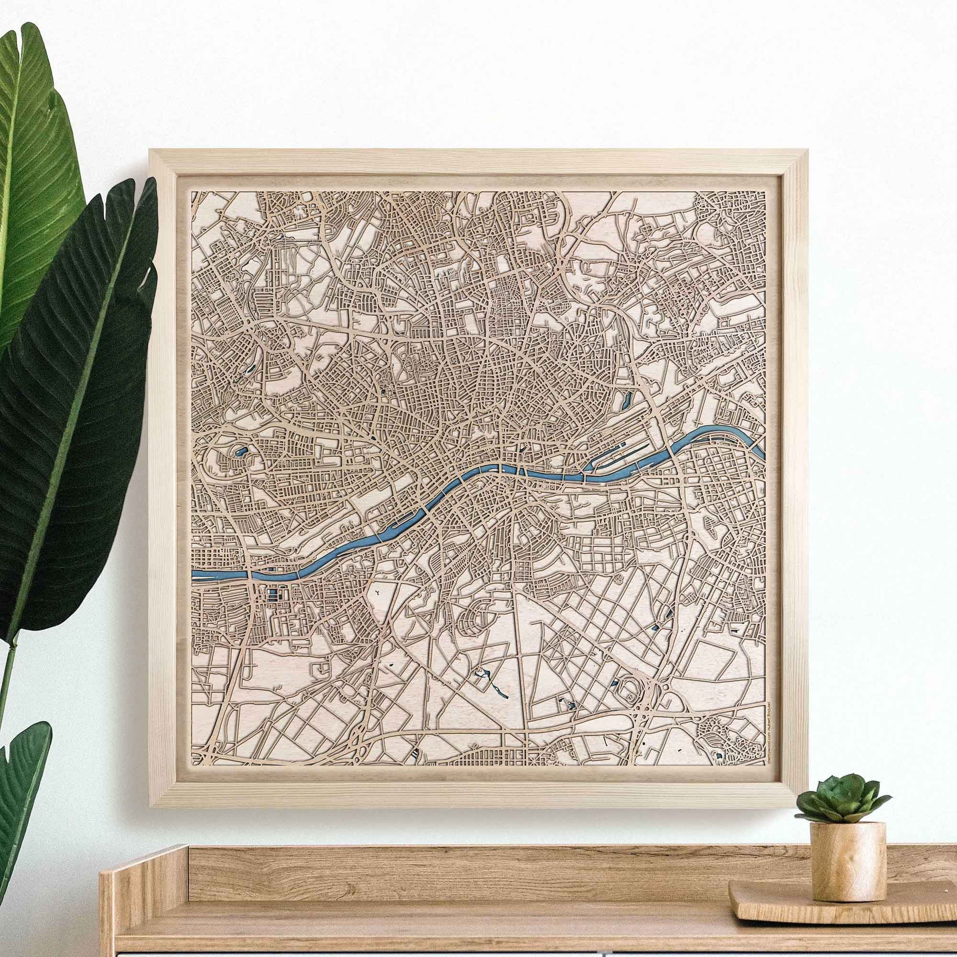 Frankfurt Wooden Map by CityWood - Custom Wood Map Art - Unique Laser Cut Engraved - Anniversary Gift