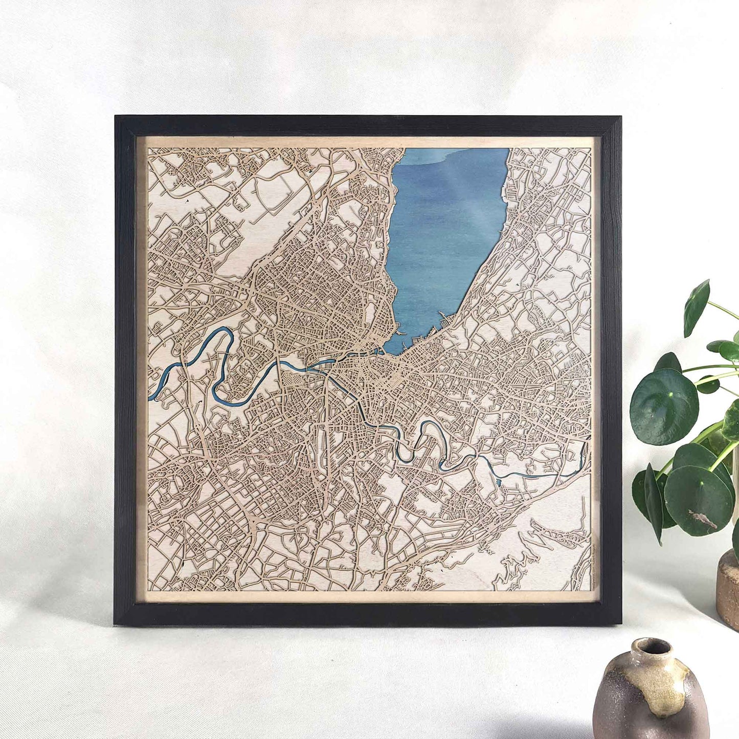 Geneva Wooden Map by CityWood - Custom Wood Map Art - Unique Laser Cut Engraved - Anniversary Gift