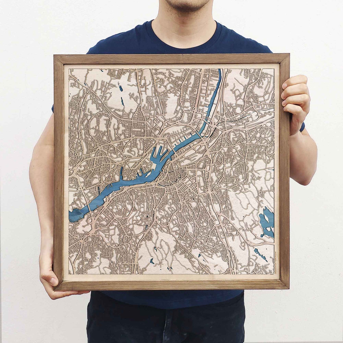 Gothenburg Wooden Map by CityWood - Custom Wood Map Art - Unique Laser Cut Engraved - Anniversary Gift