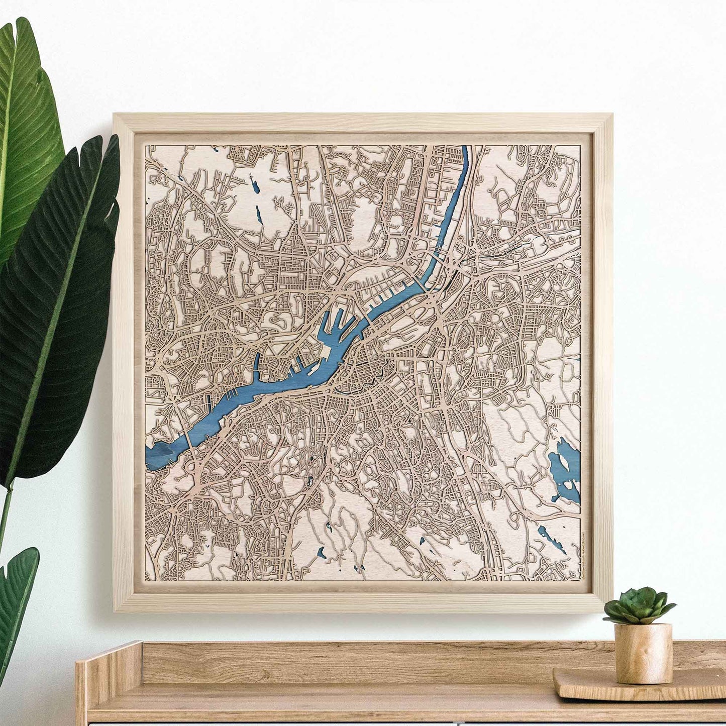 Gothenburg Wooden Map by CityWood - Custom Wood Map Art - Unique Laser Cut Engraved - Anniversary Gift