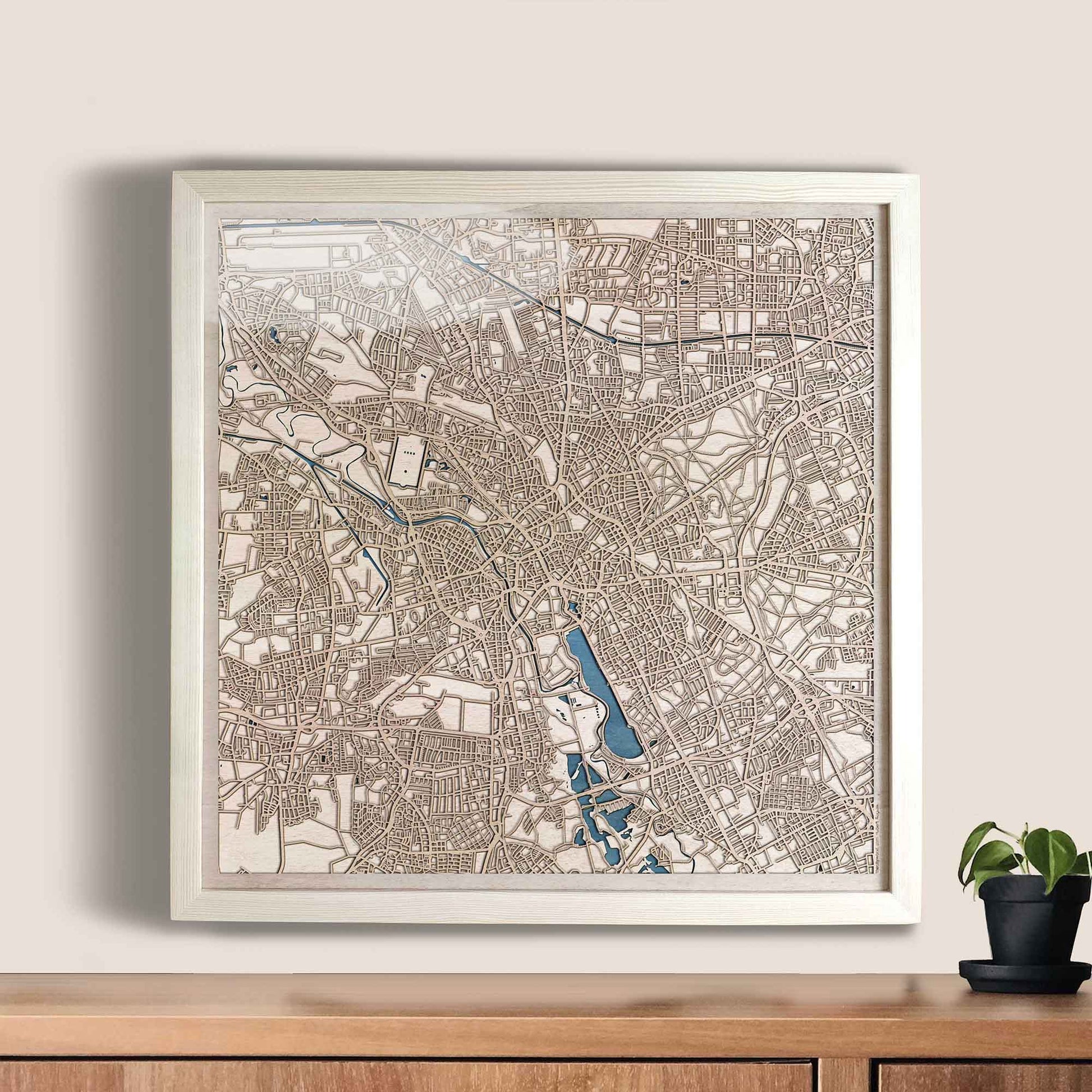 Hanover Wooden Map by CityWood - Custom Wood Map Art - Unique Laser Cut Engraved - Anniversary Gift