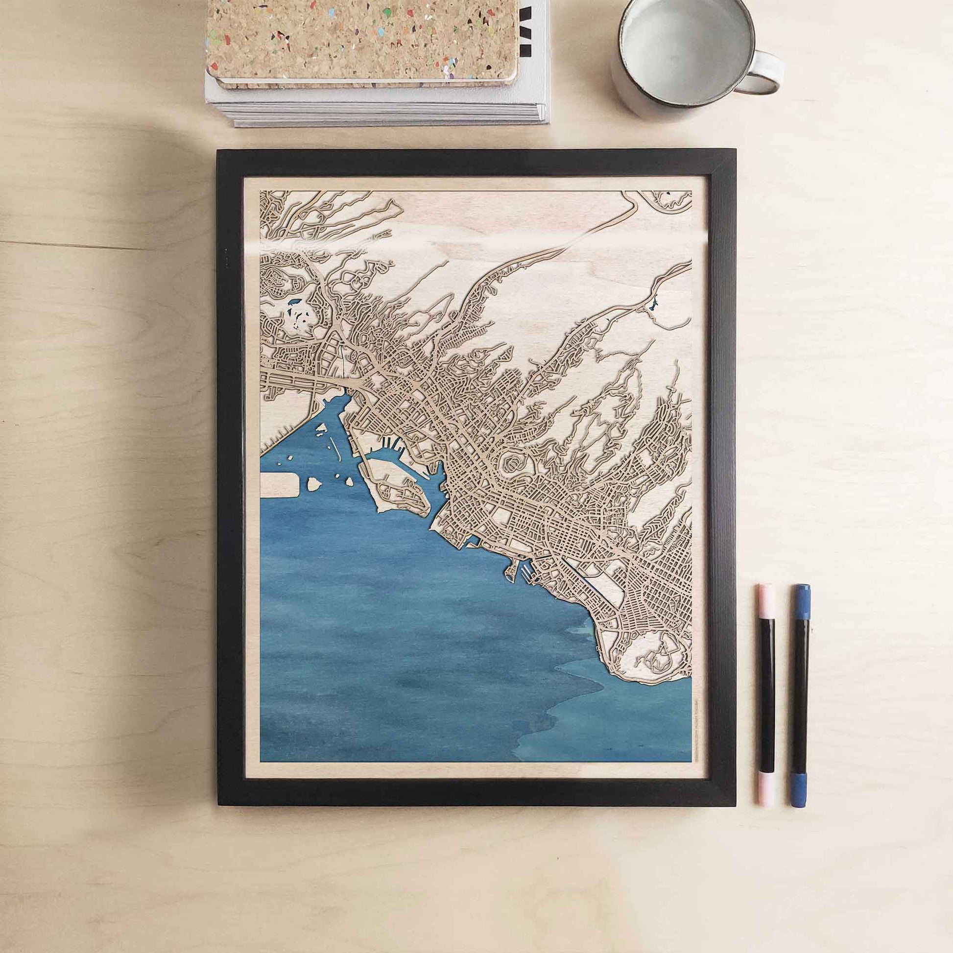 Honolulu Wooden Map by CityWood - Custom Wood Map Art - Unique Laser Cut Engraved - Anniversary Gift