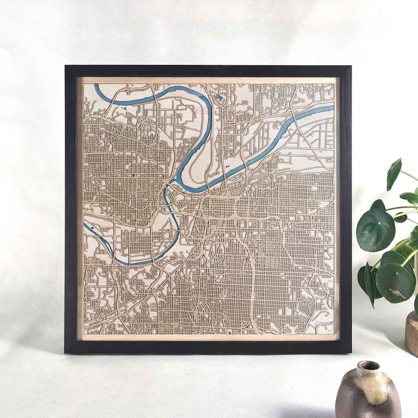 Kansas City Wooden Map by CityWood - Custom Wood Map Art - Unique Laser Cut Engraved - Anniversary Gift