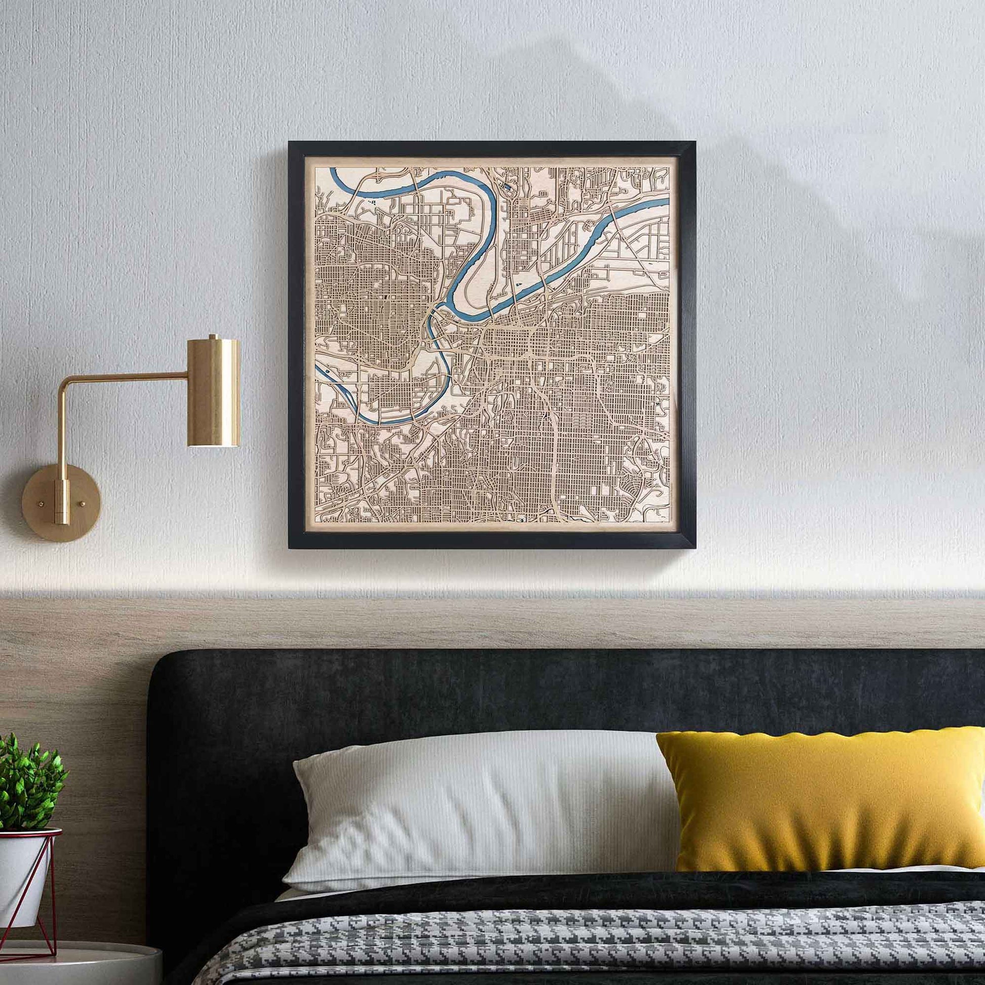 Kansas City Wooden Map by CityWood - Custom Wood Map Art - Unique Laser Cut Engraved - Anniversary Gift