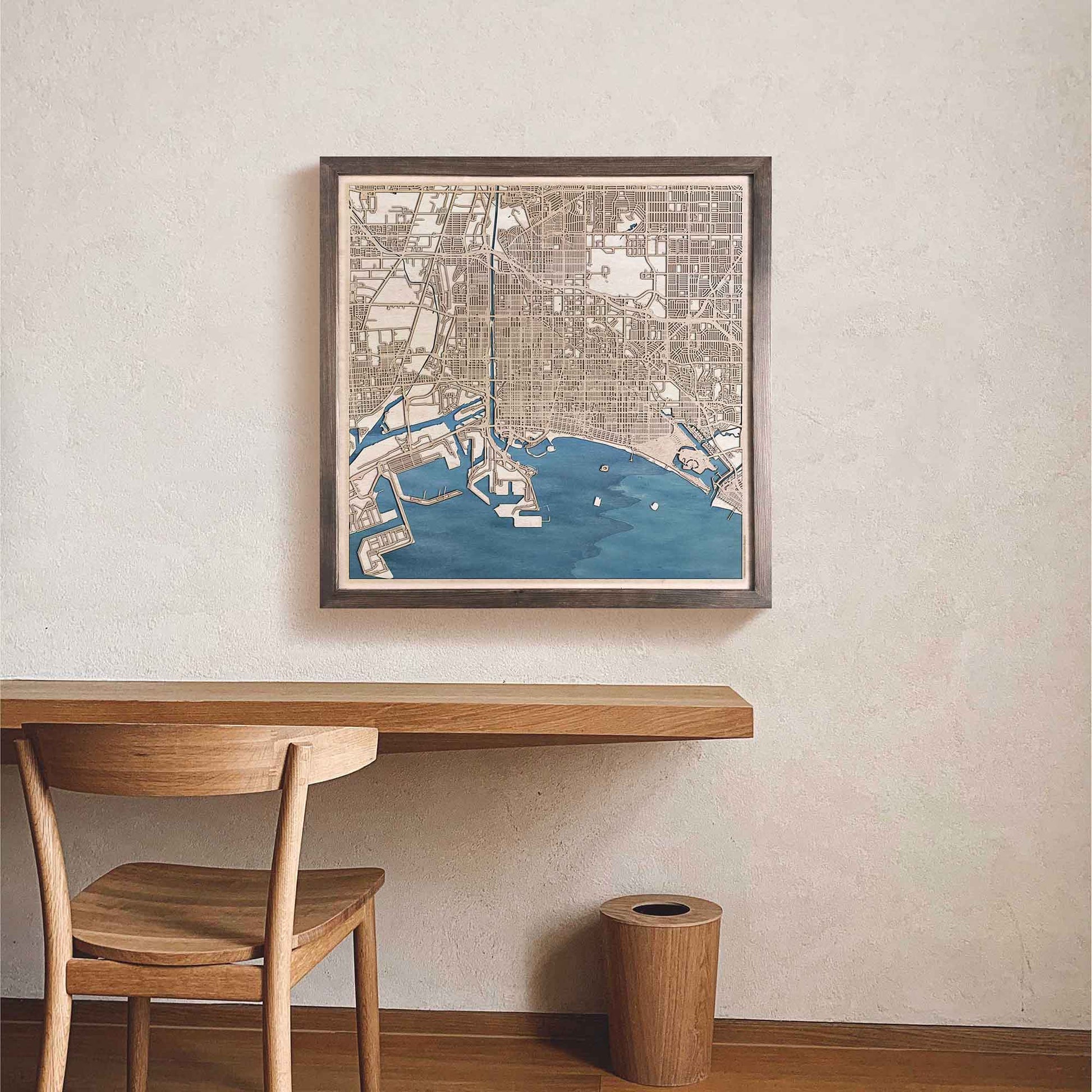 Long Beach Wooden Map by CityWood - Custom Wood Map Art - Unique Laser Cut Engraved - Anniversary Gift