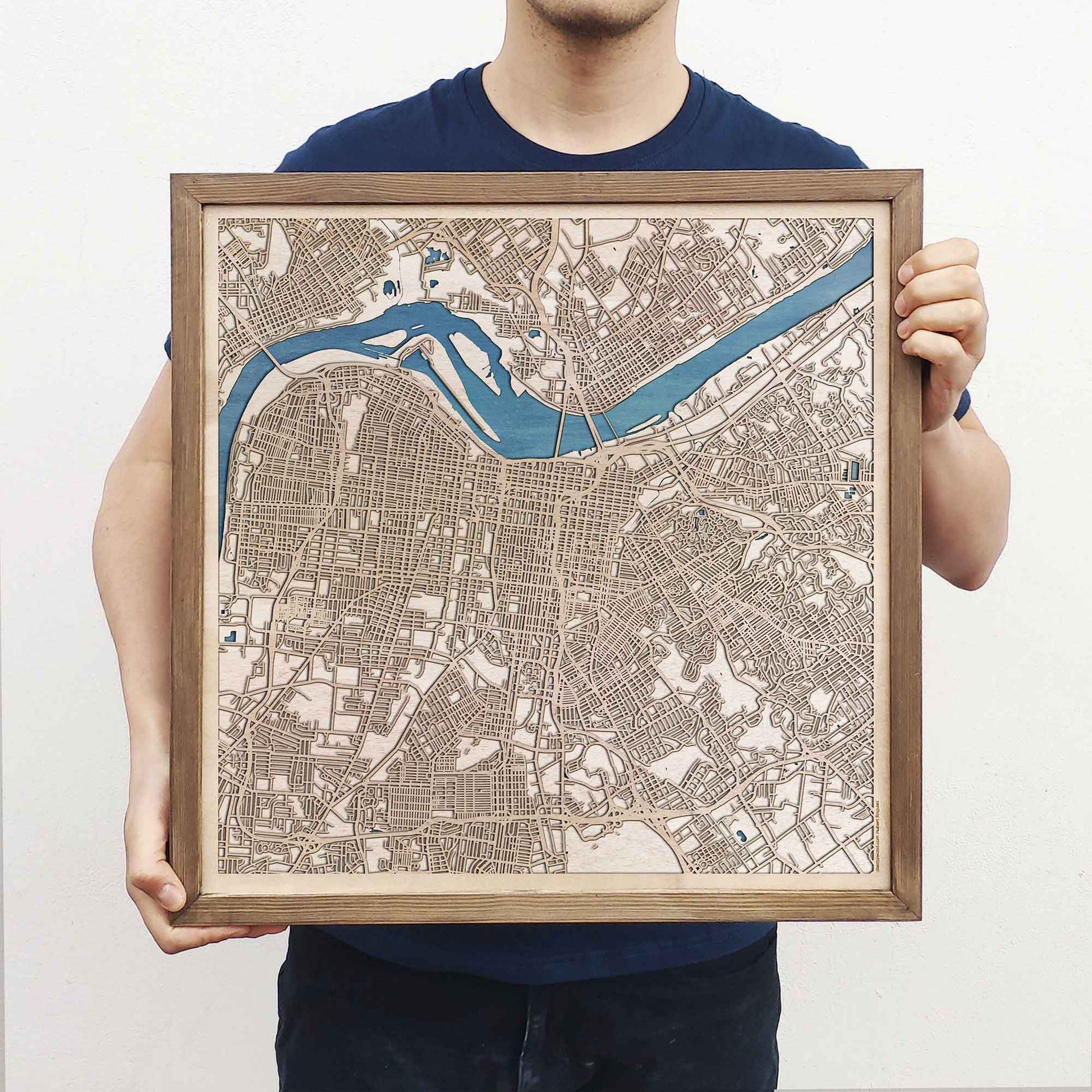 Louisville Wooden Map by CityWood - Custom Wood Map Art - Unique Laser Cut Engraved - Anniversary Gift