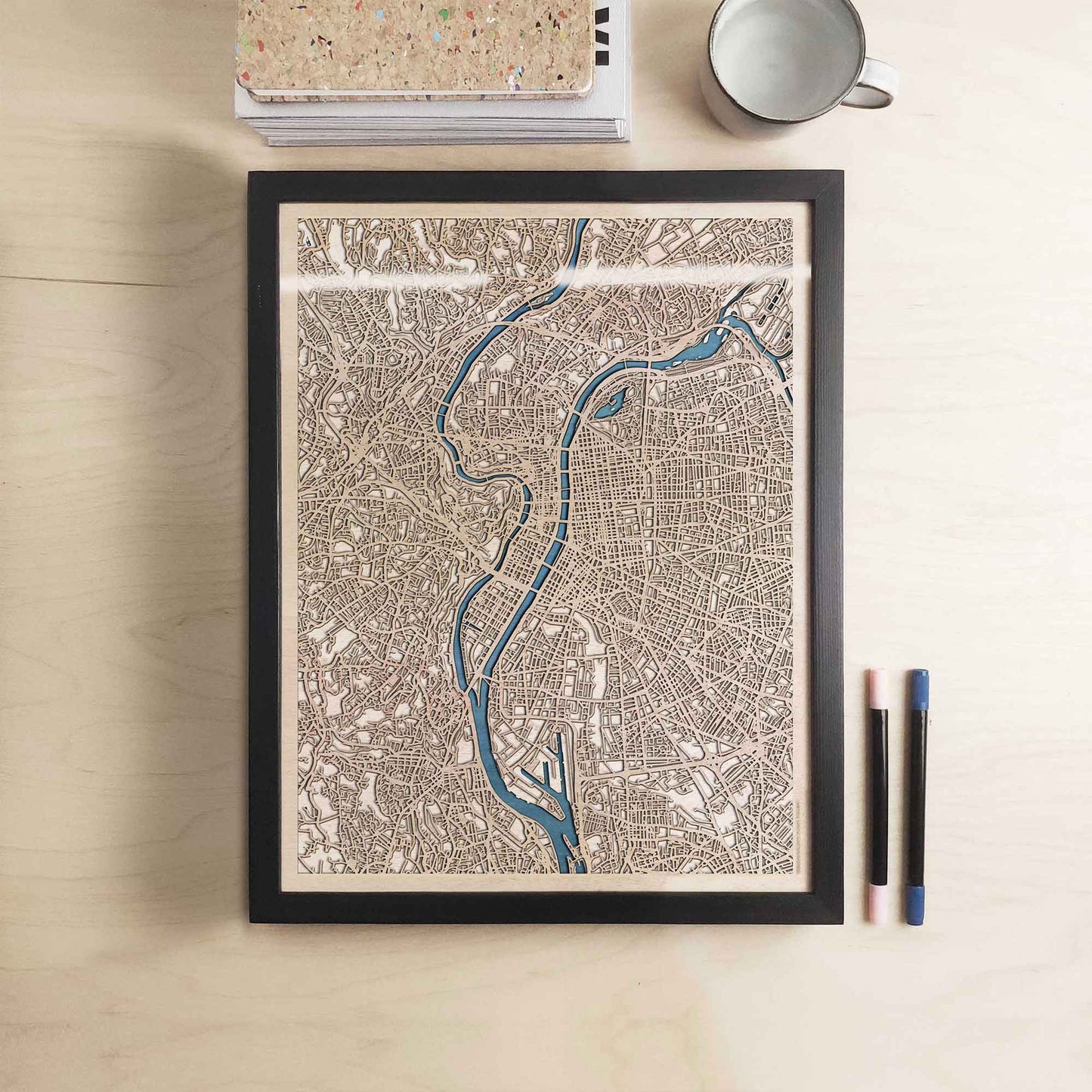 Lyon Wooden Map by CityWood - Custom Wood Map Art - Unique Laser Cut Engraved - Anniversary Gift
