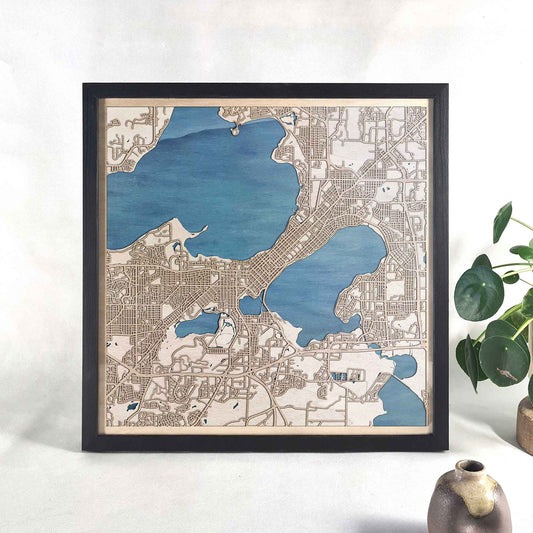 Madison Wooden Map by CityWood - Custom Wood Map Art - Unique Laser Cut Engraved - Anniversary Gift