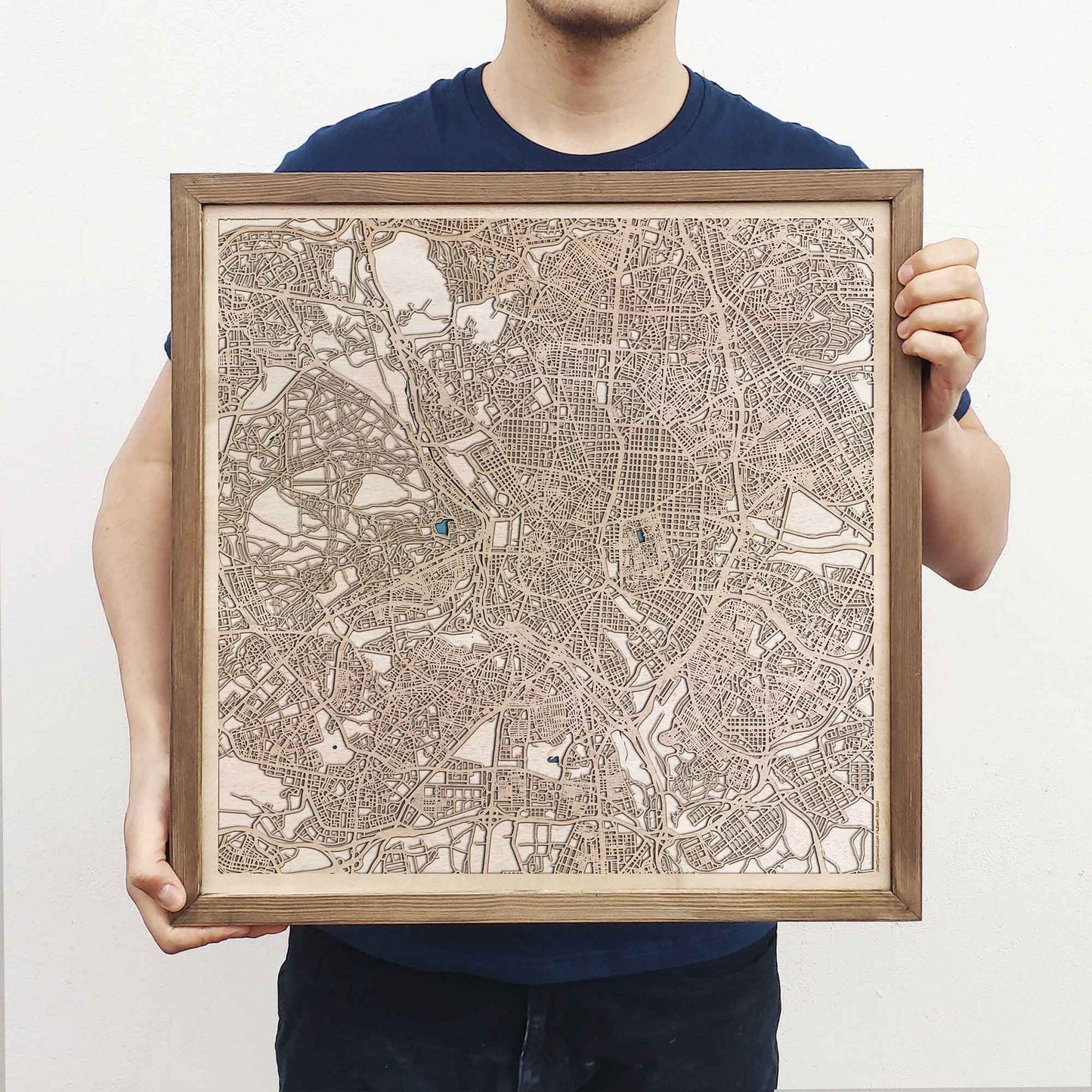 Madrid Wooden Map by CityWood - Custom Wood Map Art - Unique Laser Cut Engraved - Anniversary Gift