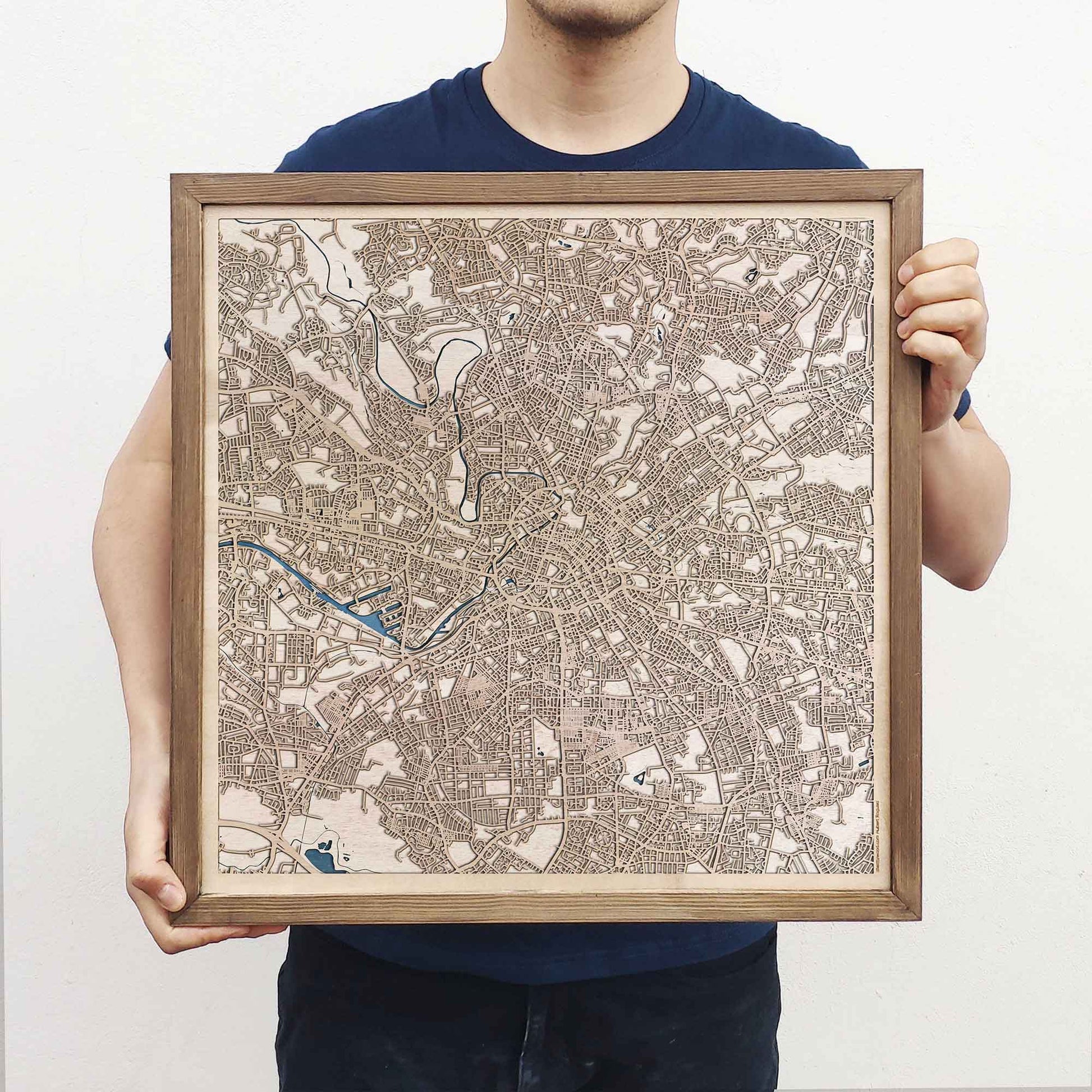 Manchester Wooden Map by CityWood - Custom Wood Map Art - Unique Laser Cut Engraved - Anniversary Gift