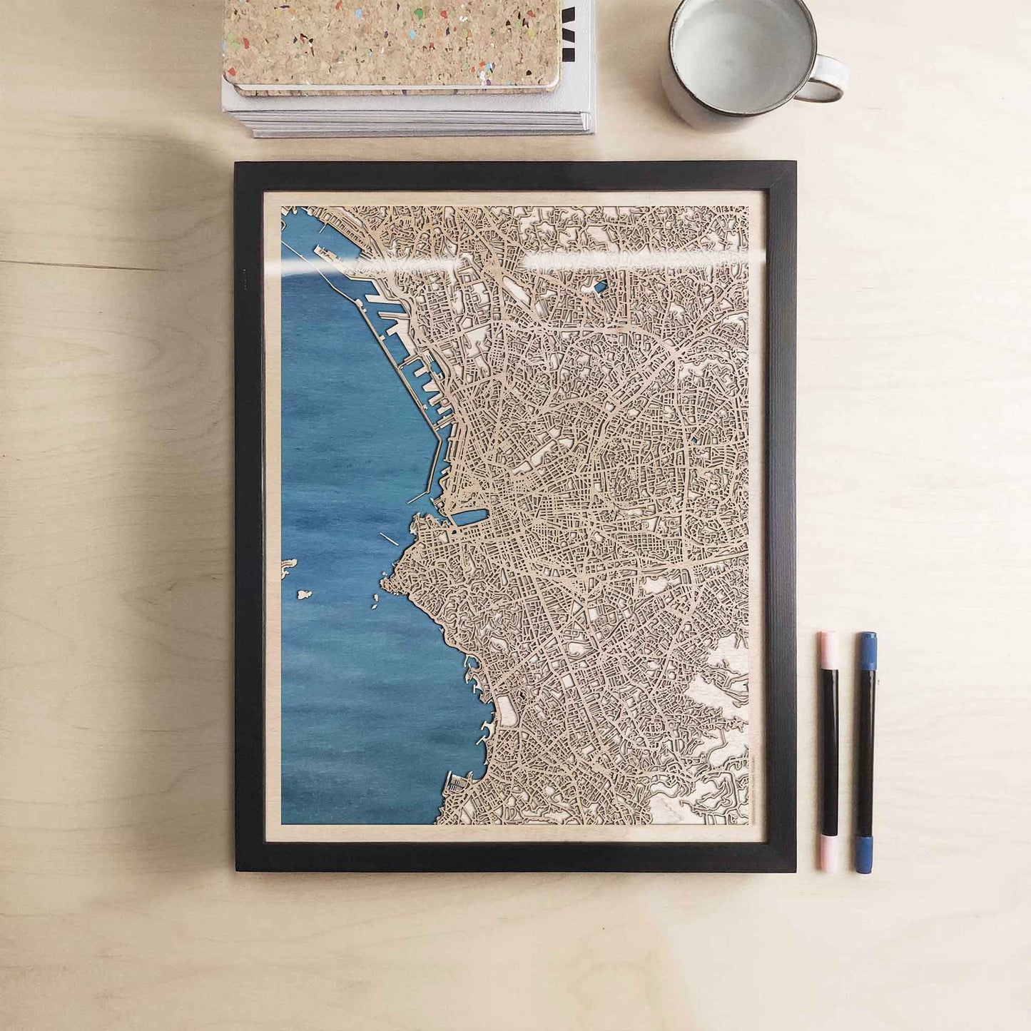 Marseille Wooden Map by CityWood - Custom Wood Map Art - Unique Laser Cut Engraved - Anniversary Gift