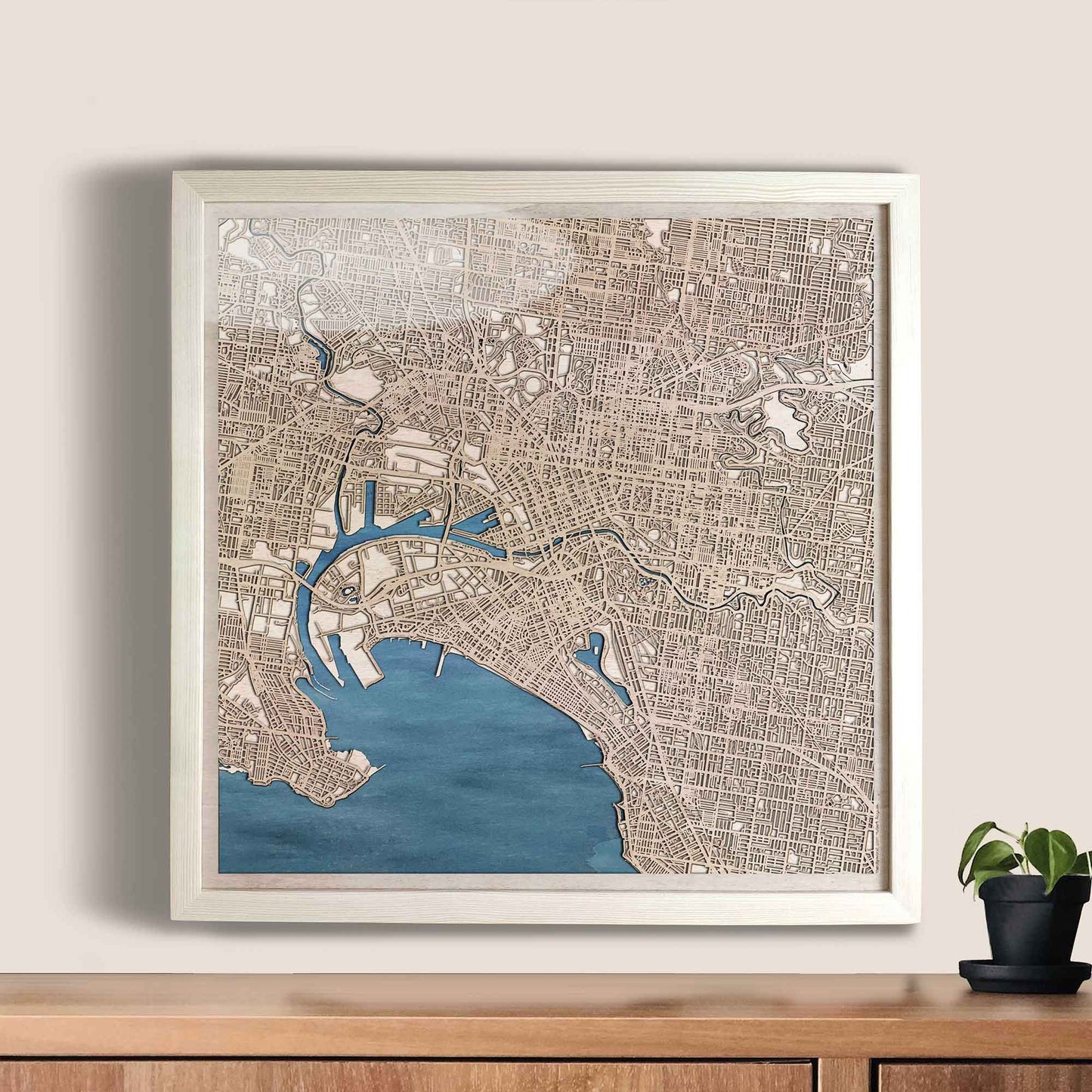 Melbourne Wooden Map by CityWood - Custom Wood Map Art - Unique Laser Cut Engraved - Anniversary Gift