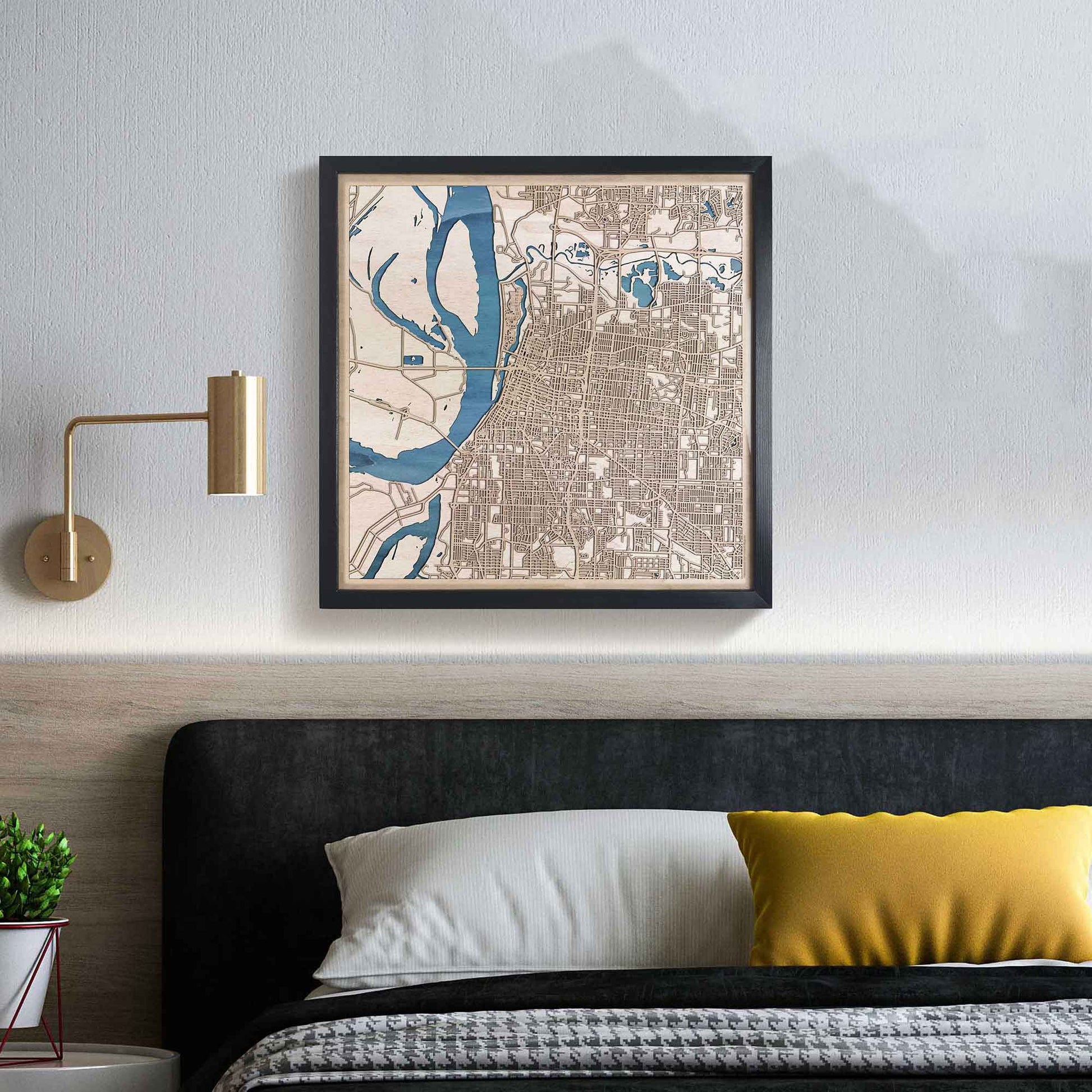 Memphis Wooden Map by CityWood - Custom Wood Map Art - Unique Laser Cut Engraved - Anniversary Gift
