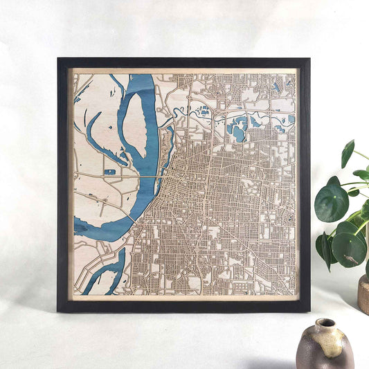 Memphis Wooden Map by CityWood - Custom Wood Map Art - Unique Laser Cut Engraved - Anniversary Gift