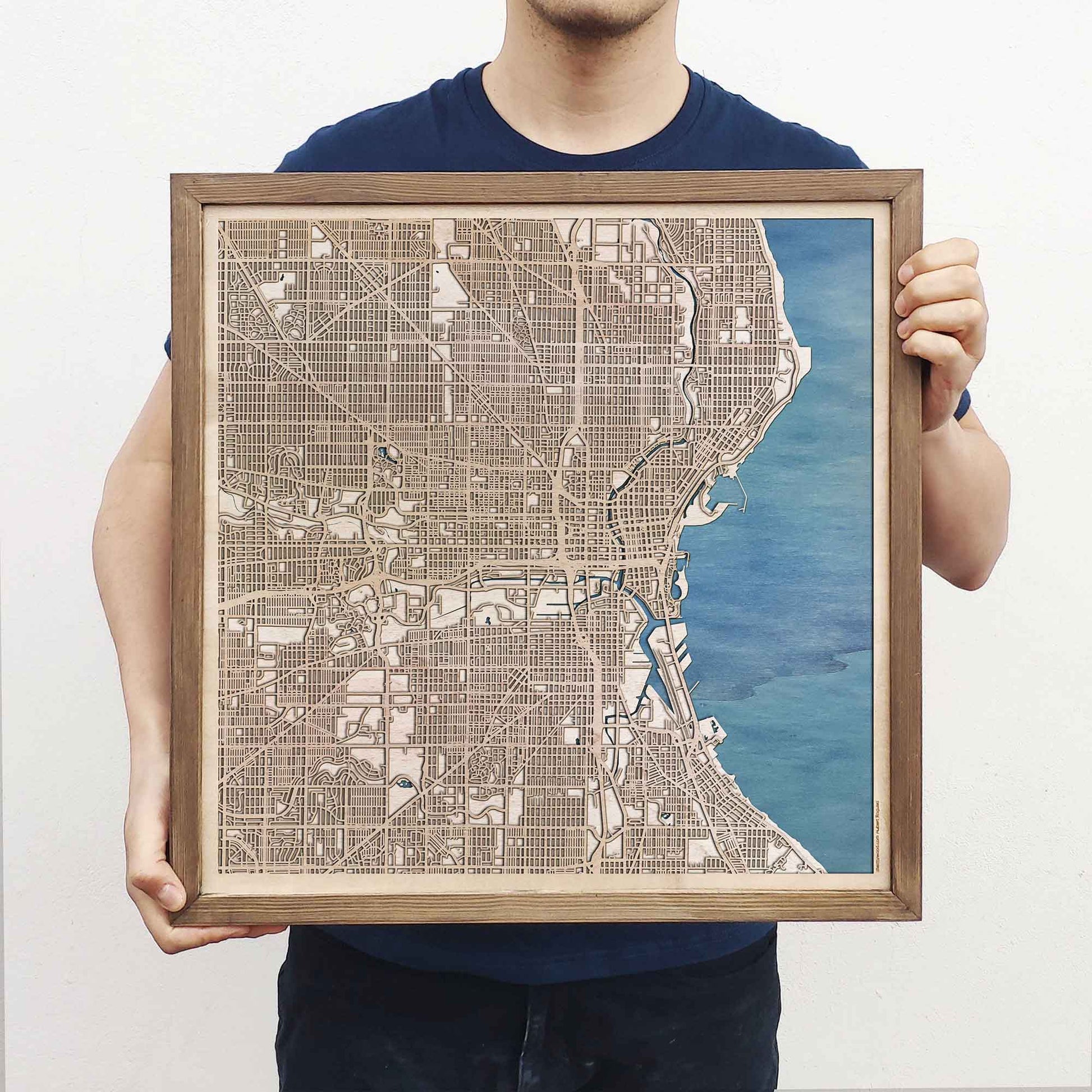 Milwaukee Wooden Map by CityWood - Custom Wood Map Art - Unique Laser Cut Engraved - Anniversary Gift