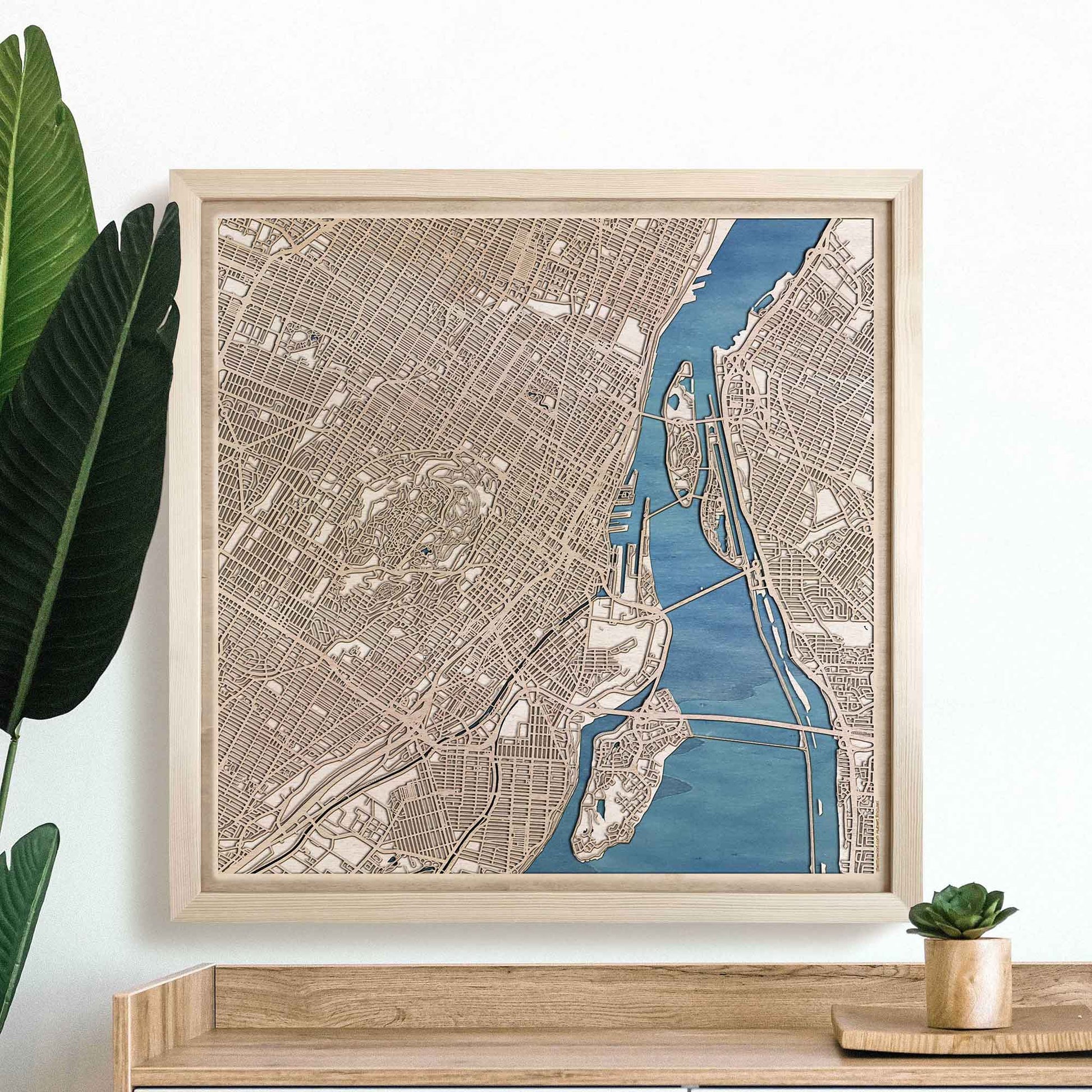Montreal Wooden Map by CityWood - Custom Wood Map Art - Unique Laser Cut Engraved - Anniversary Gift