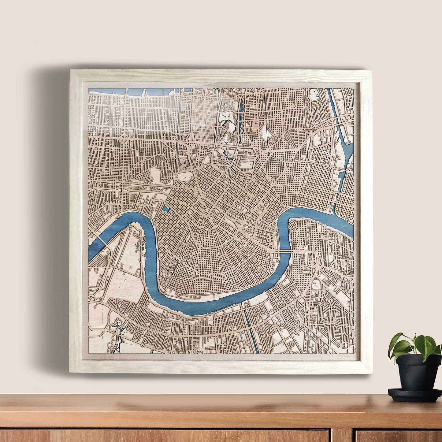 New Orleans Wooden Map by CityWood - Custom Wood Map Art - Unique Laser Cut Engraved - Anniversary Gift