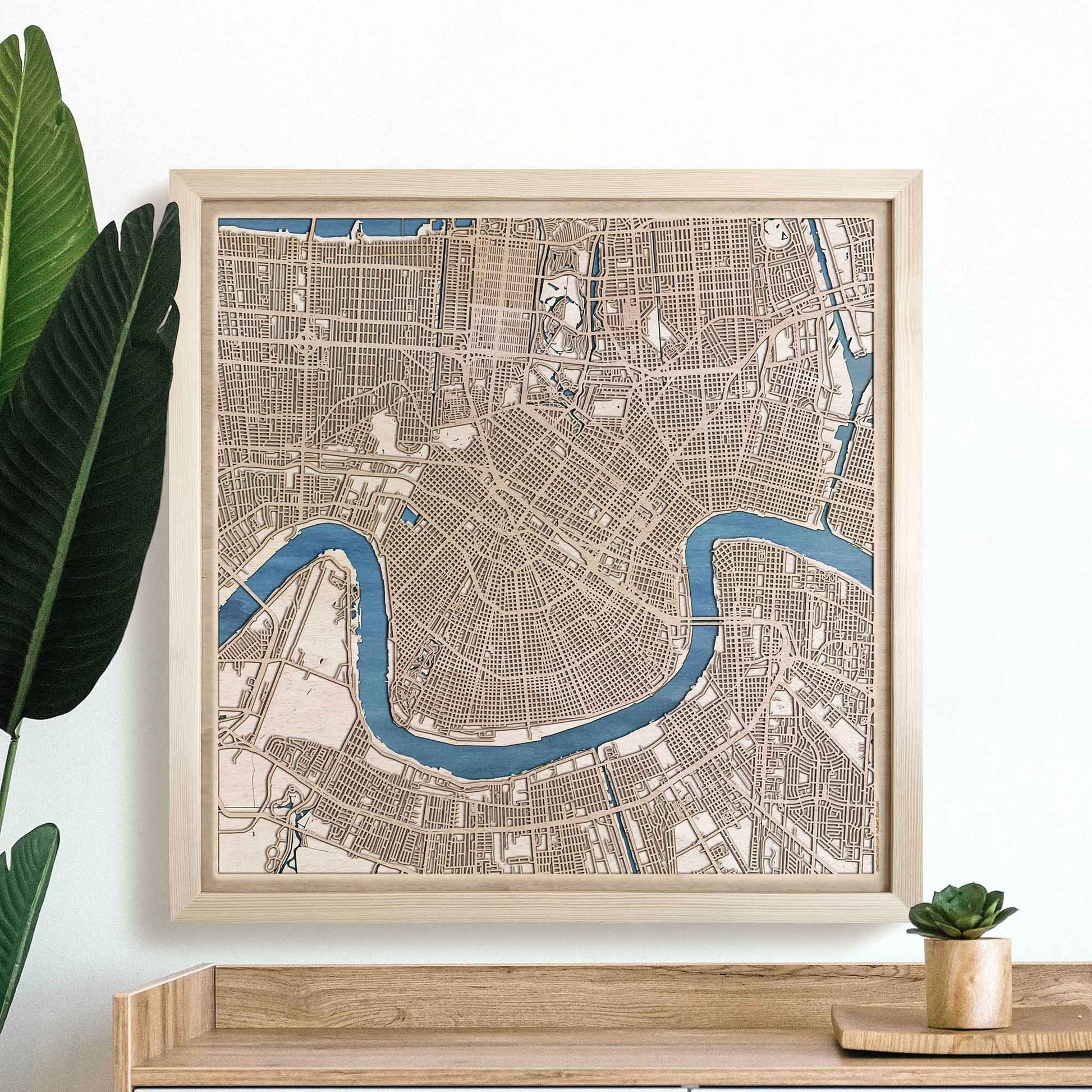 New Orleans Wooden Map by CityWood - Custom Wood Map Art - Unique Laser Cut Engraved - Anniversary Gift