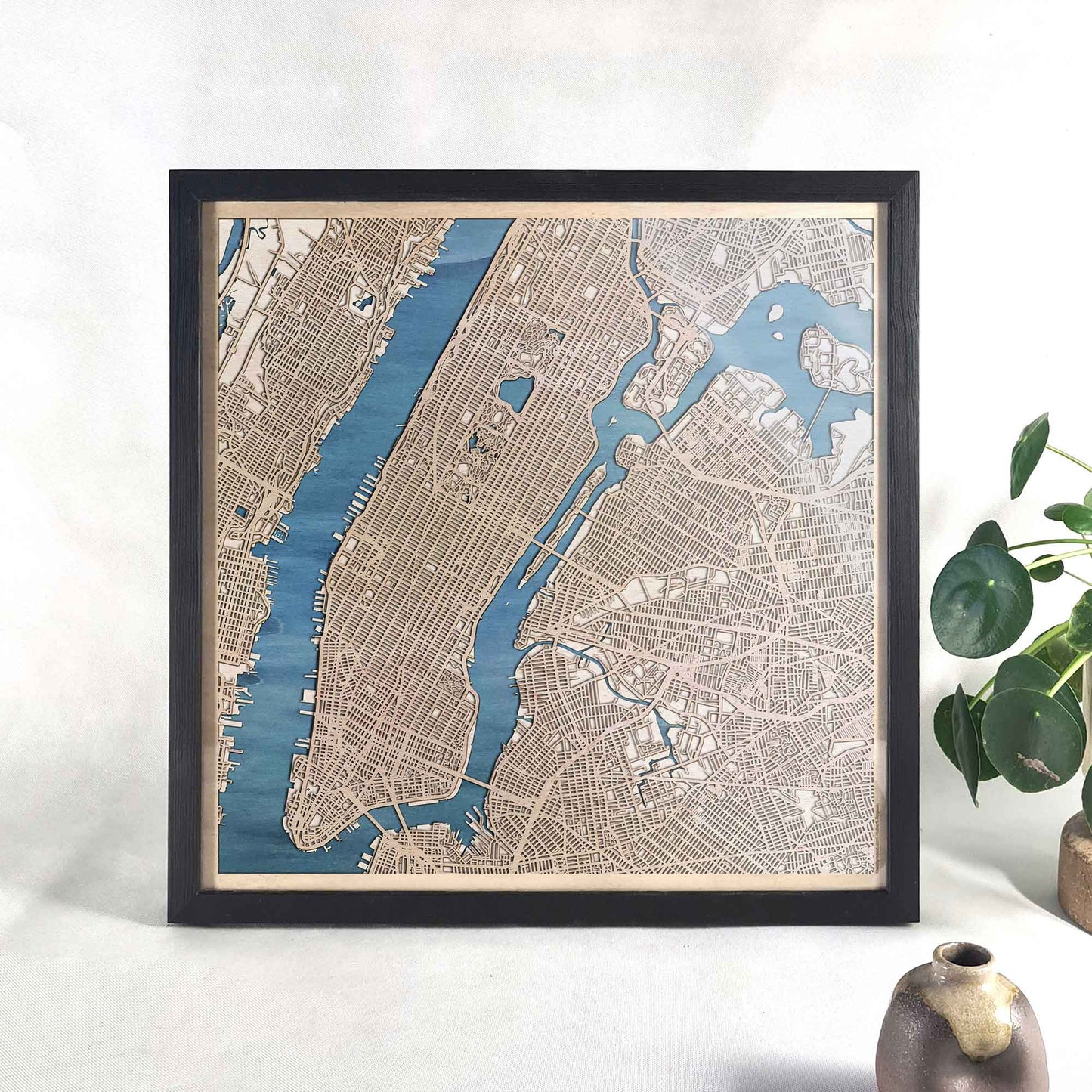 New York Wooden Map by CityWood - Custom Wood Map Art - Unique Laser Cut Engraved - Anniversary Gift